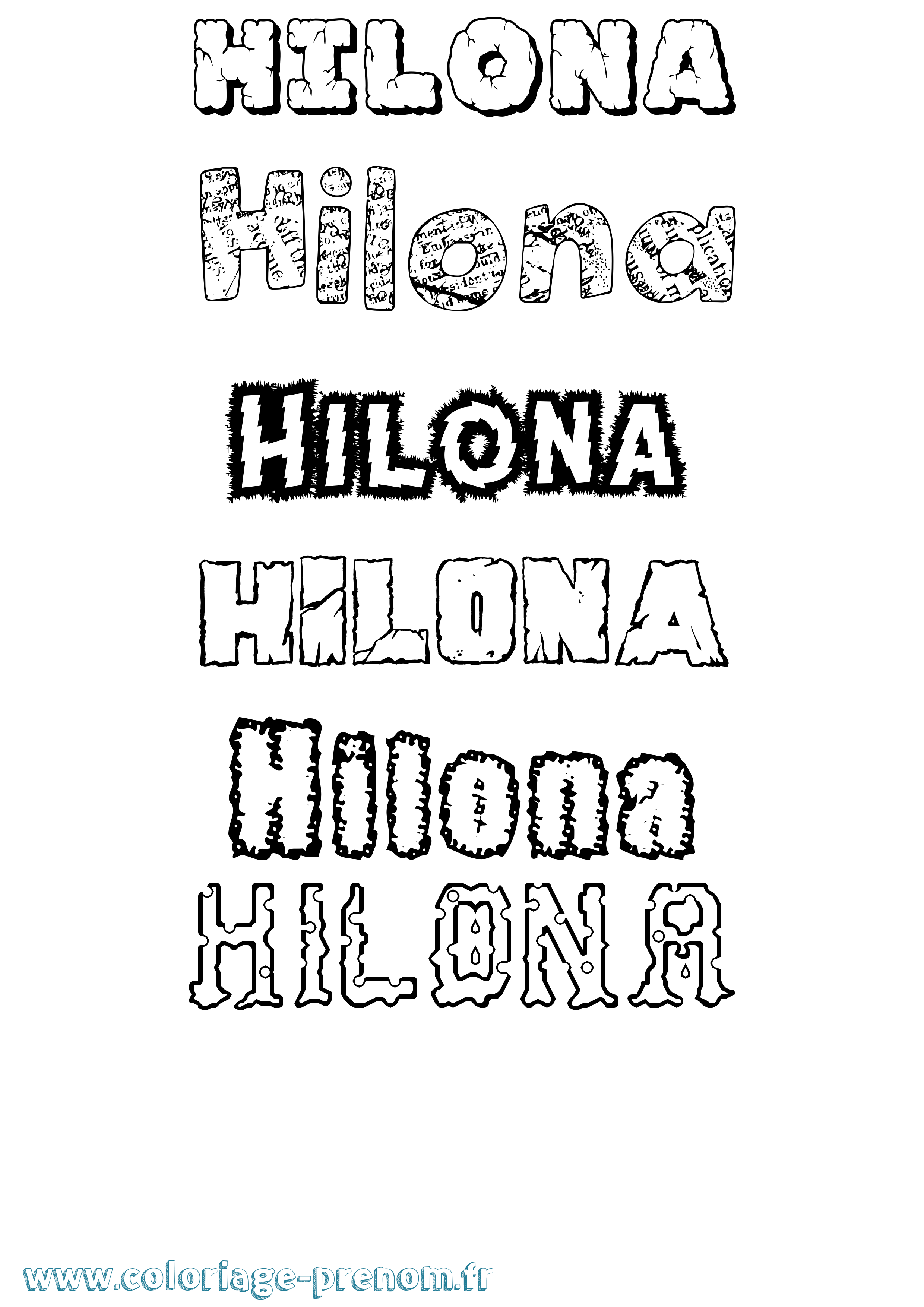 Coloriage Hilona Destructuré Coloriage prénom Hilona Destructuré