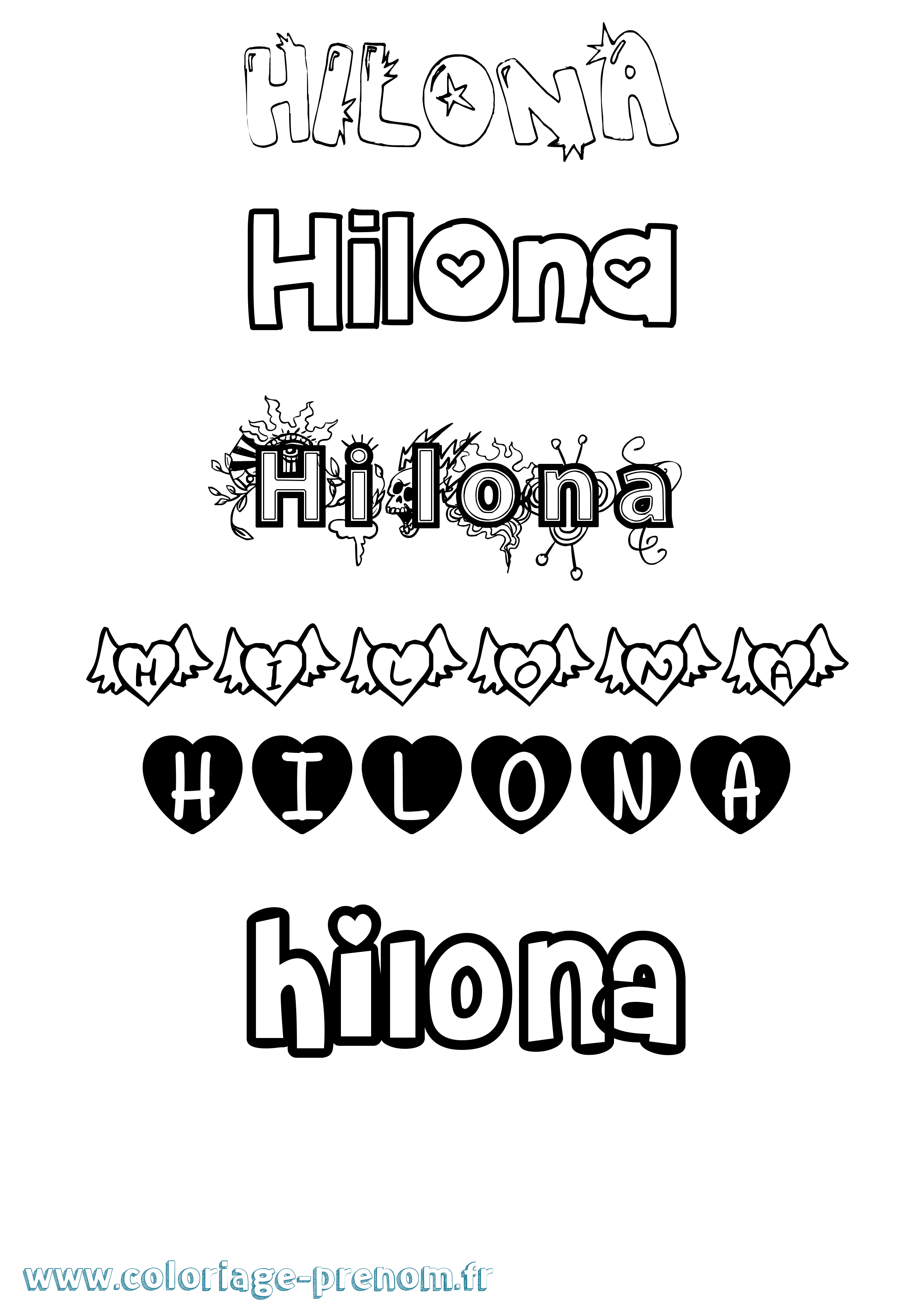 Coloriage Hilona Girly Coloriage prénom Hilona Girly