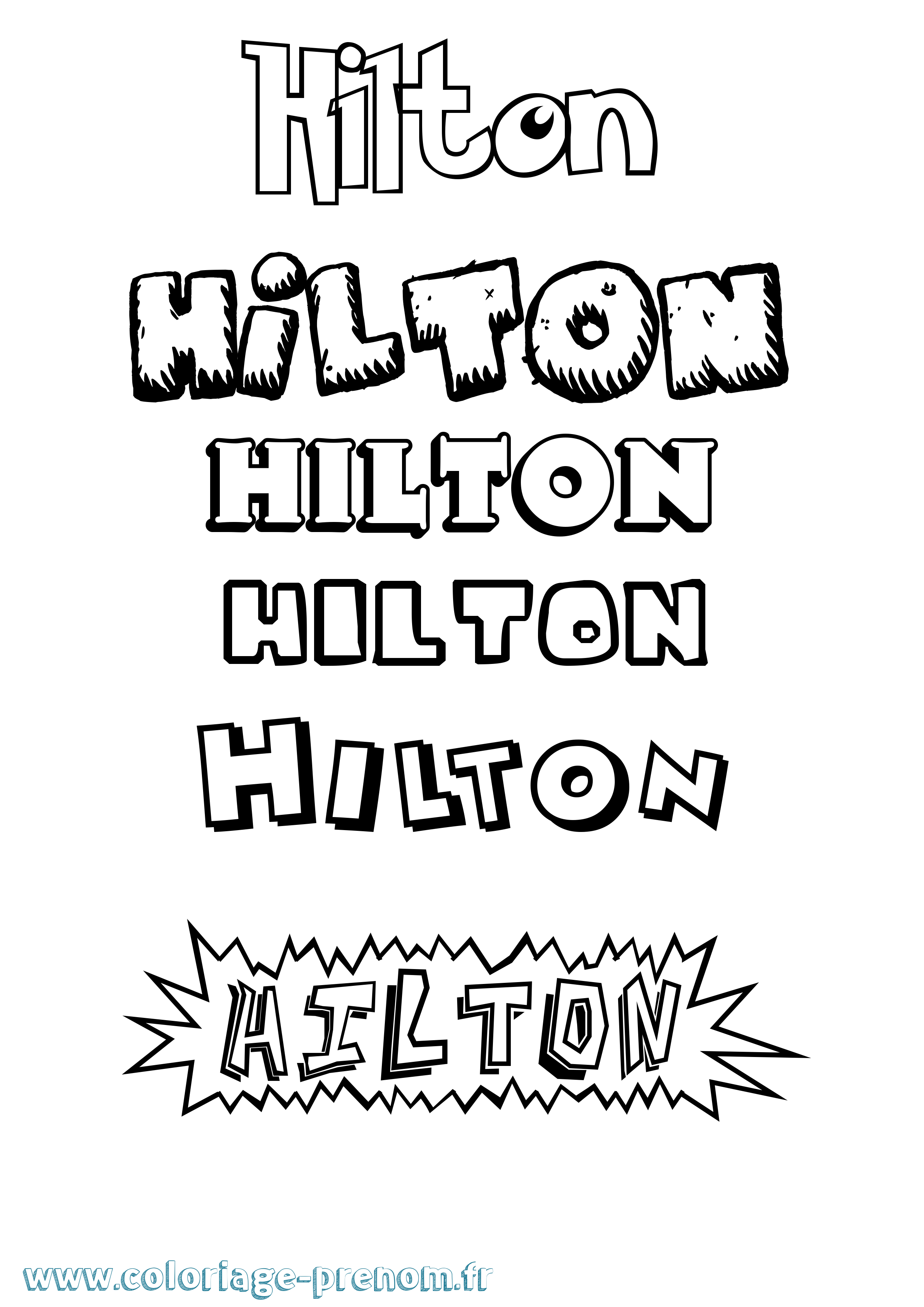 Coloriage Hilton Dessin Animé Coloriage prénom Hilton Dessin Animé