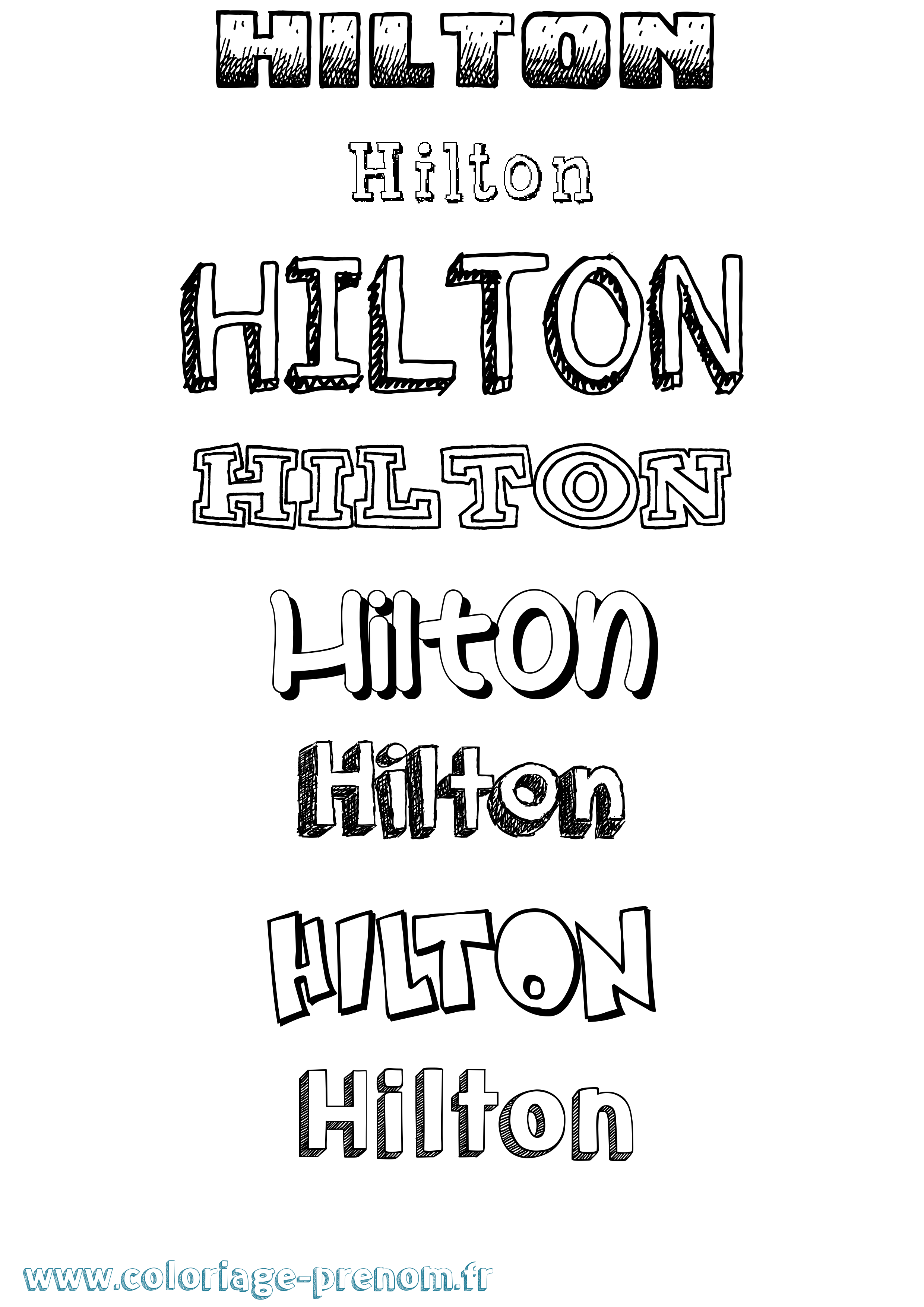 Coloriage Hilton Dessiné Coloriage prénom Hilton Dessiné