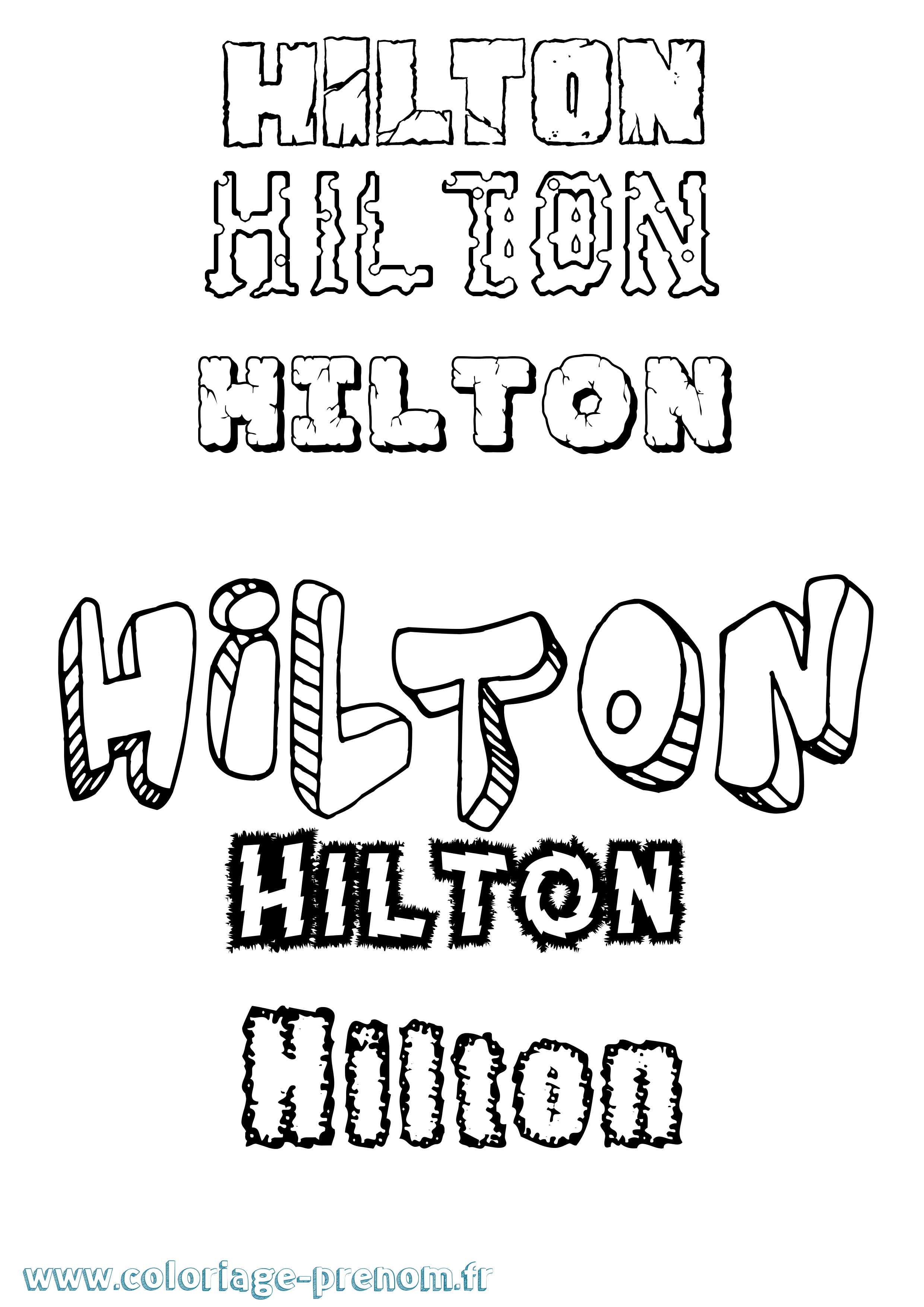 Coloriage Hilton Destructuré Coloriage prénom Hilton Destructuré