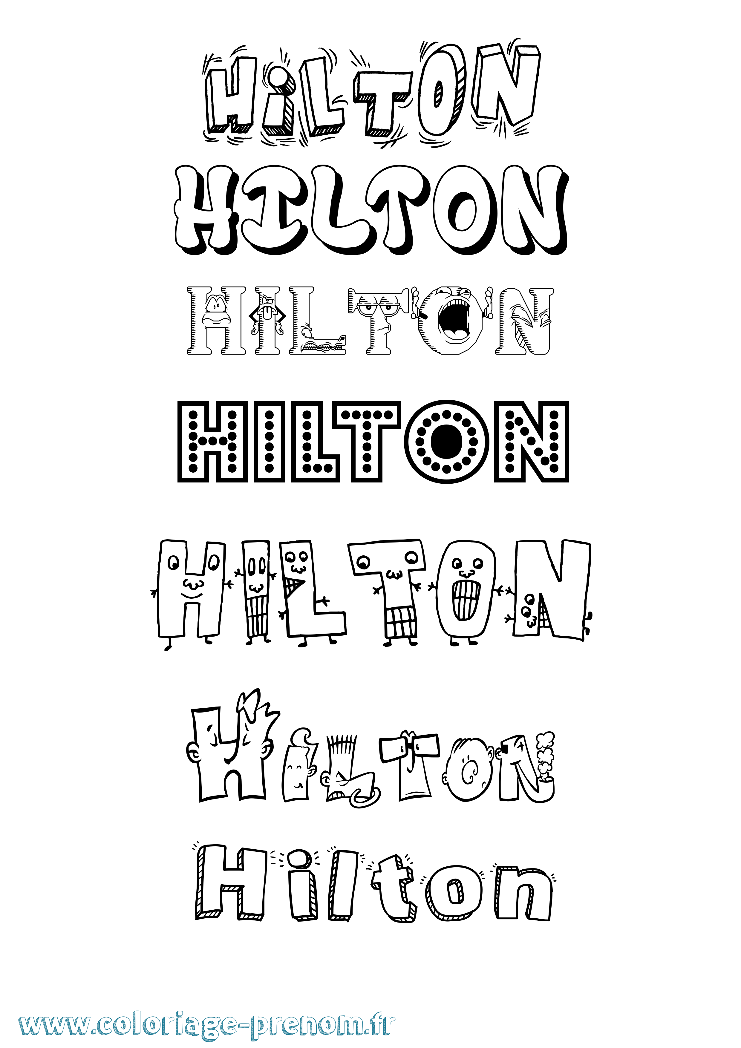 Coloriage Hilton Fun Coloriage prénom Hilton Fun