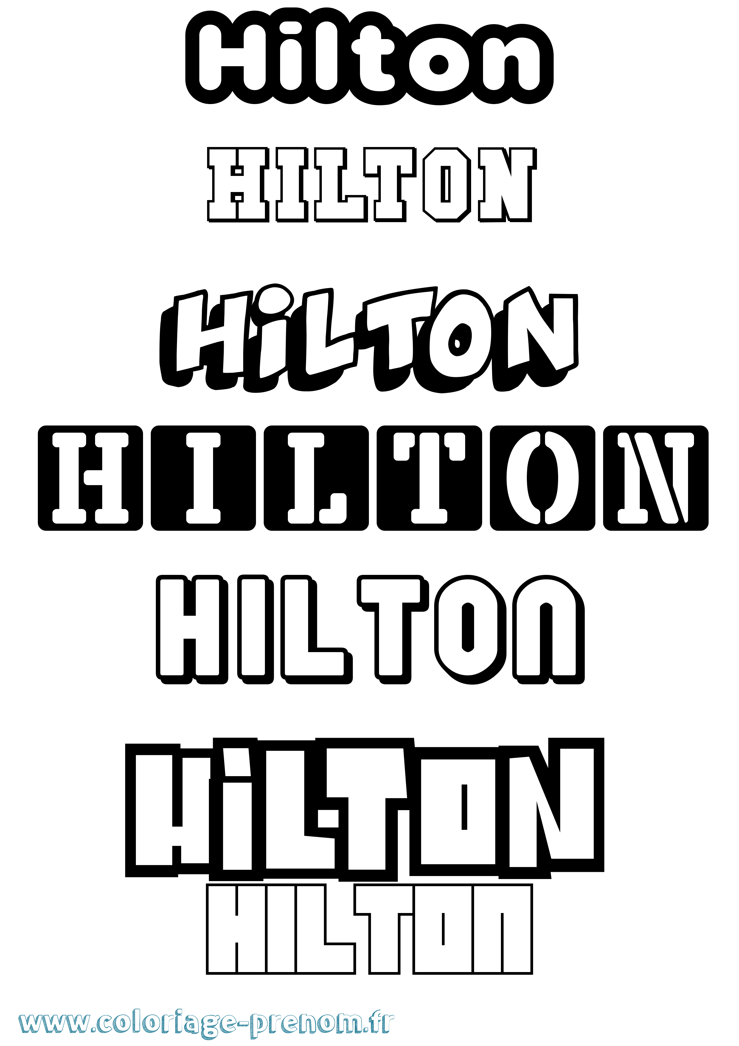 Coloriage Hilton Simple Coloriage prénom Hilton Simple