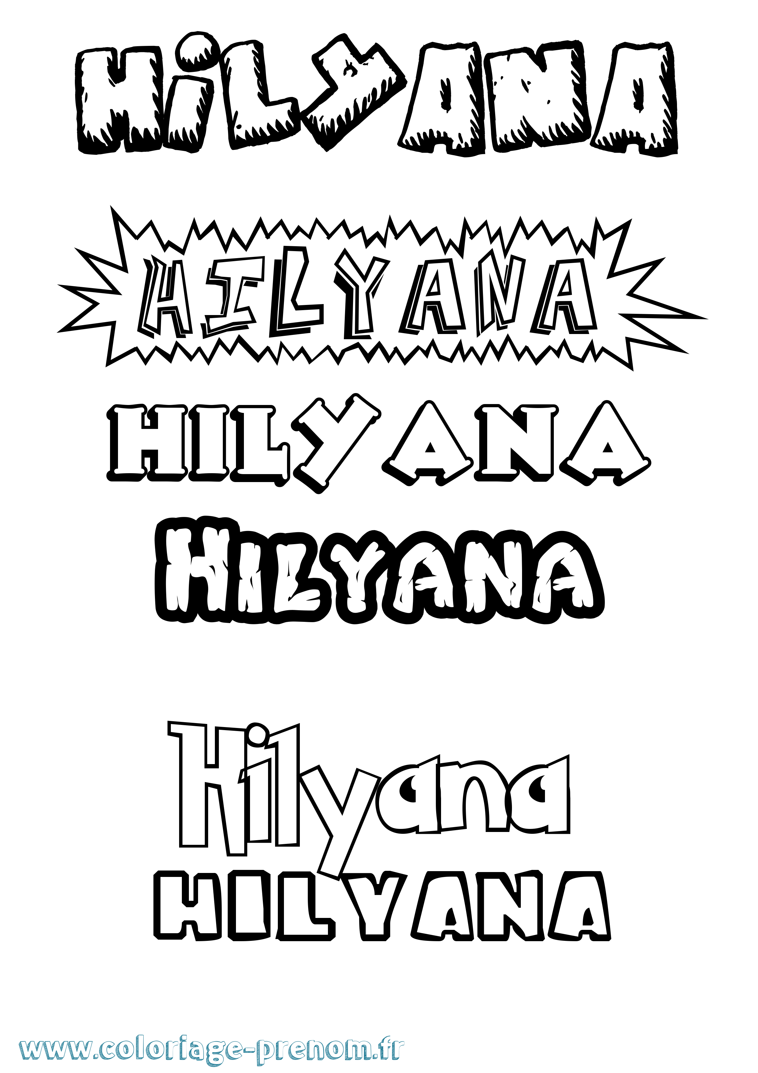 Coloriage Hilyana Dessin Animé Coloriage prénom Hilyana Dessin Animé