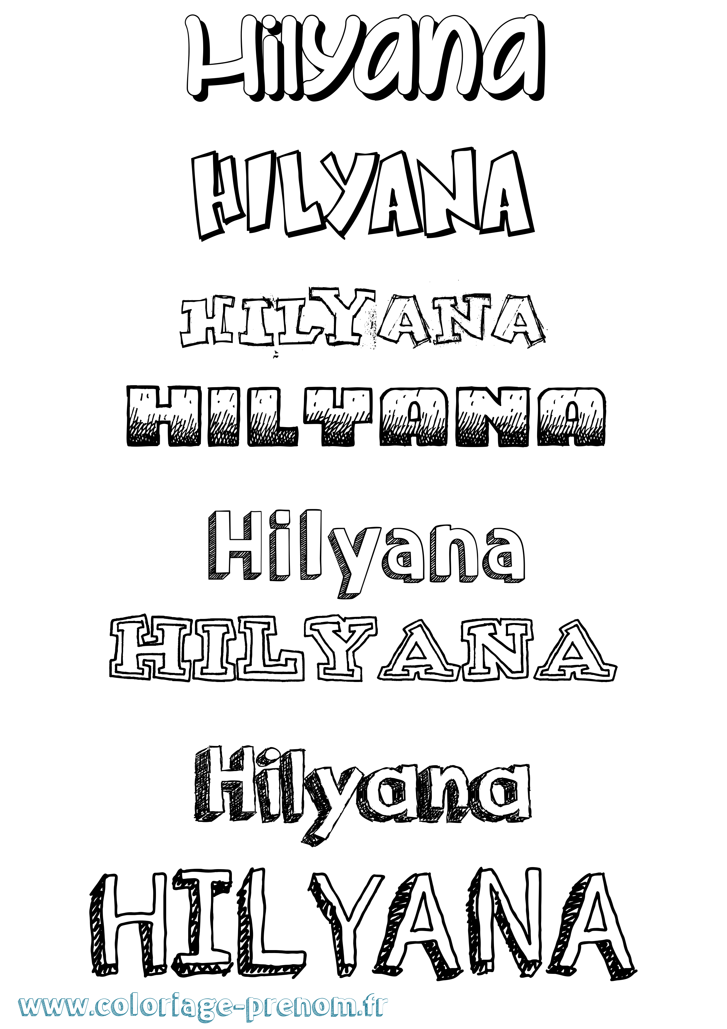 Coloriage Hilyana Dessiné Coloriage prénom Hilyana Dessiné