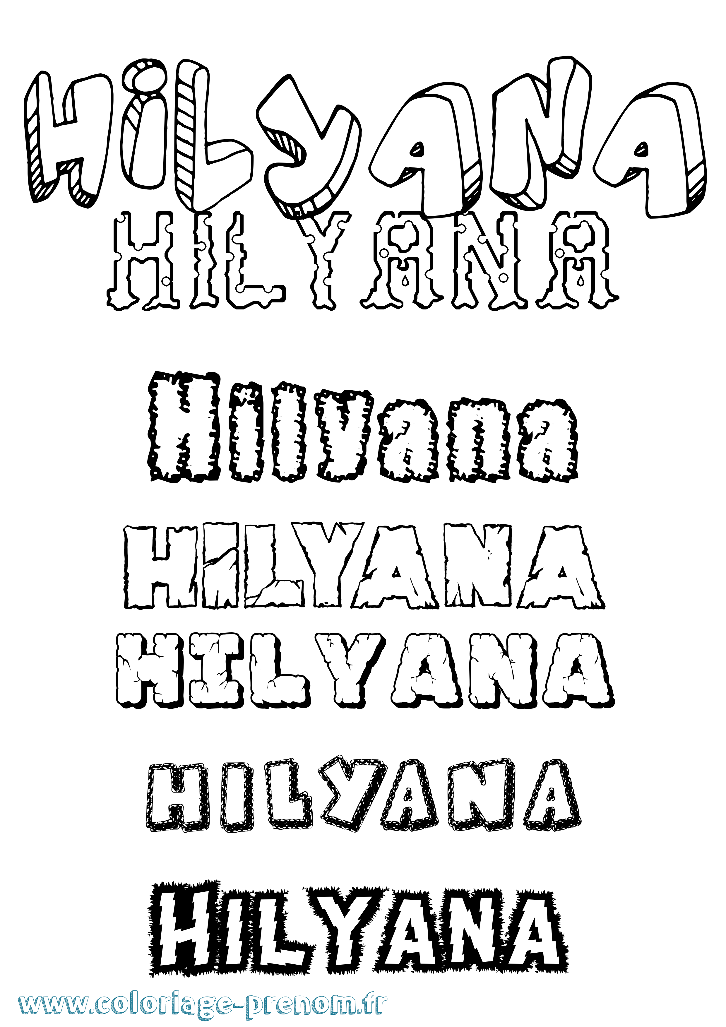 Coloriage Hilyana Destructuré Coloriage prénom Hilyana Destructuré