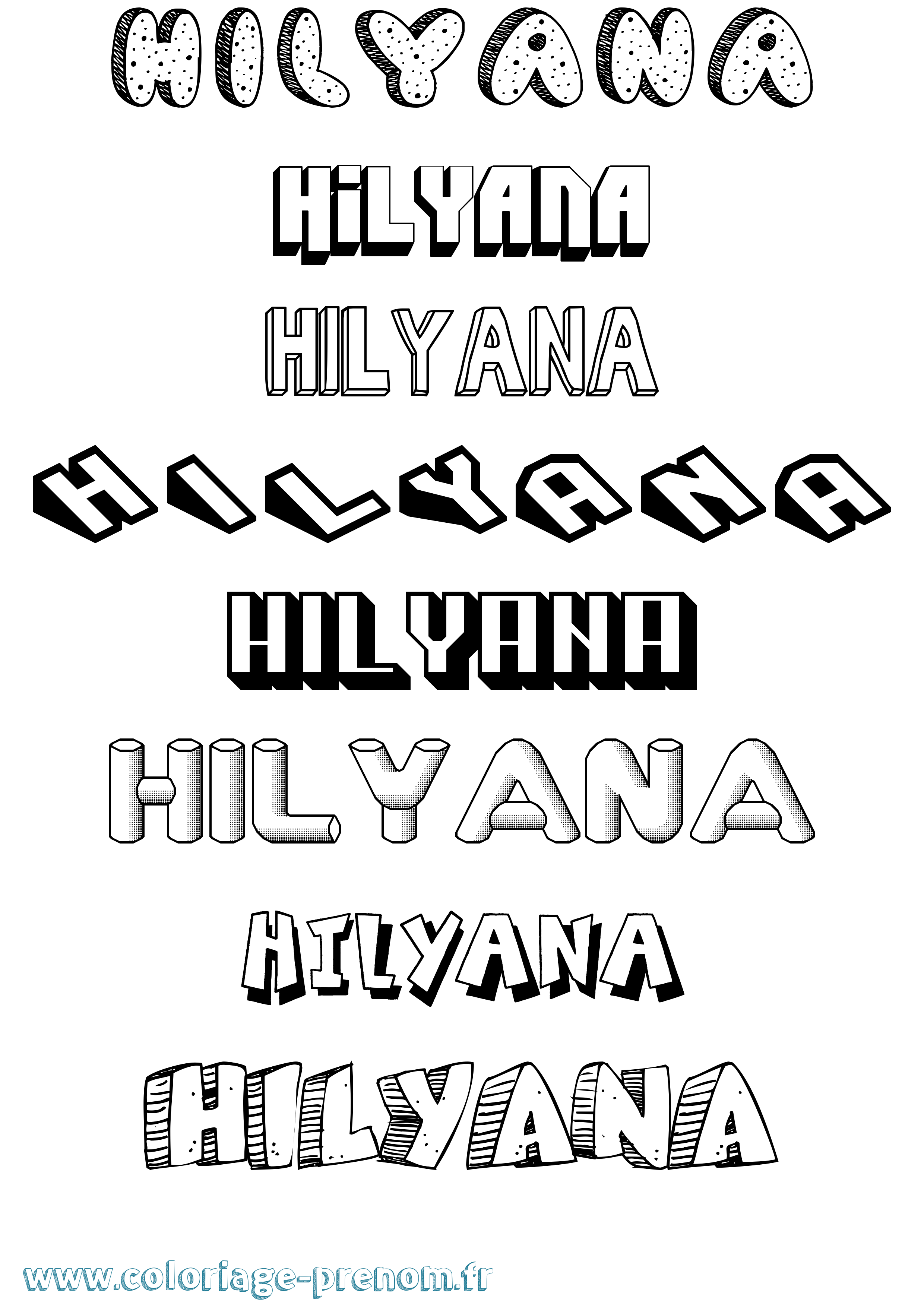Coloriage Hilyana Effet 3D Coloriage prénom Hilyana Effet 3D
