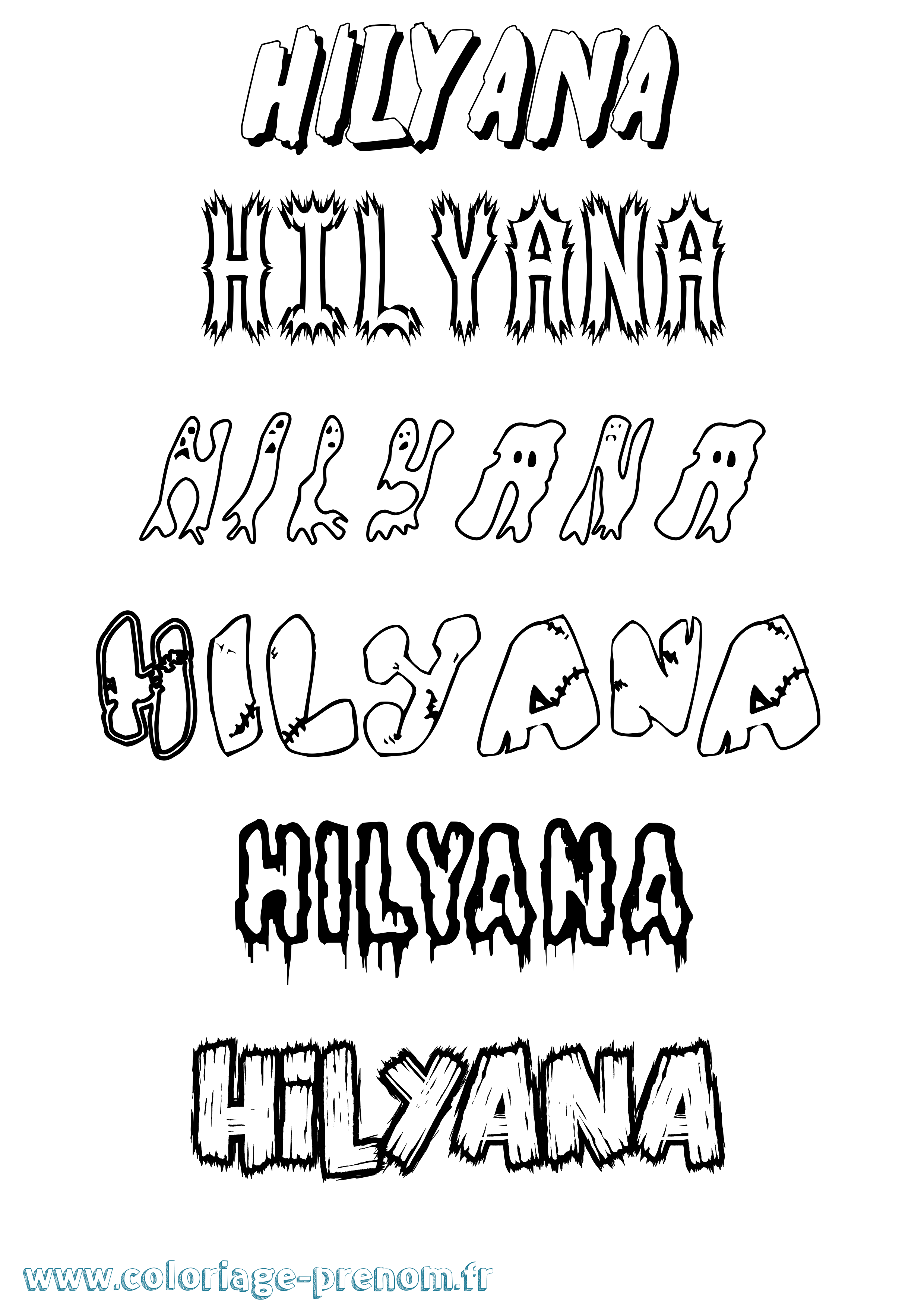 Coloriage Hilyana Frisson Coloriage prénom Hilyana Frisson