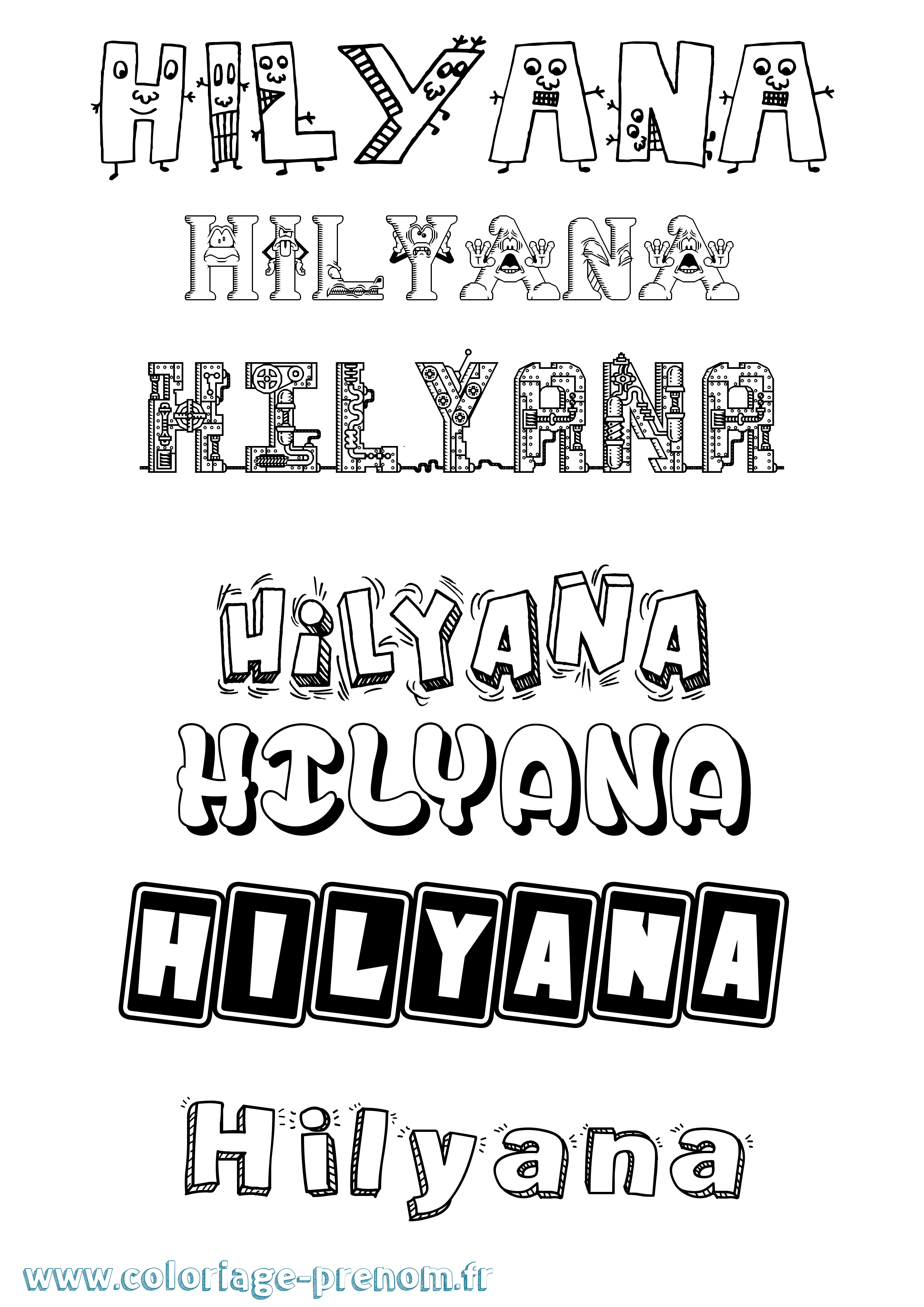 Coloriage Hilyana Fun Coloriage prénom Hilyana Fun