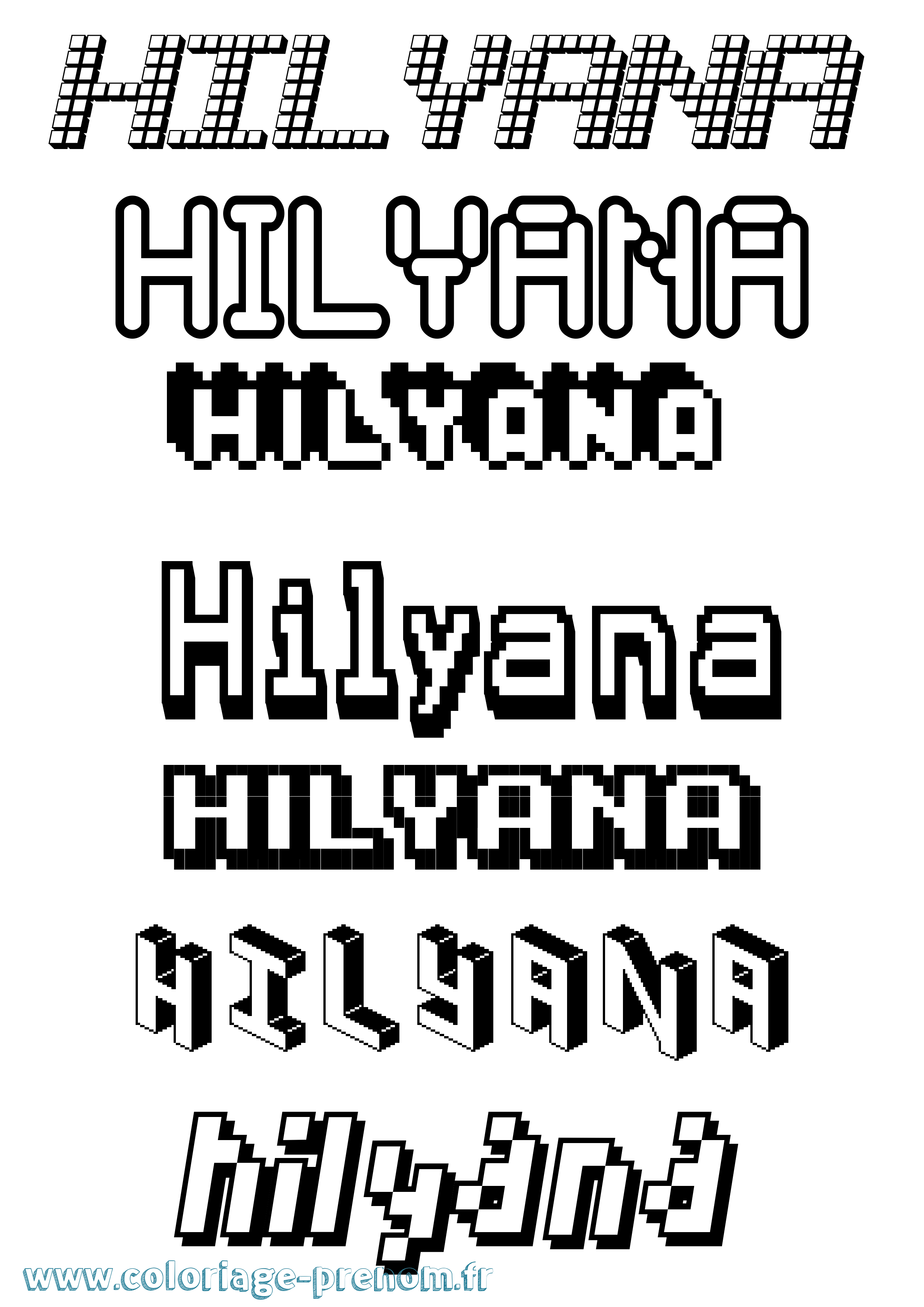 Coloriage Hilyana Pixel Coloriage prénom Hilyana Pixel