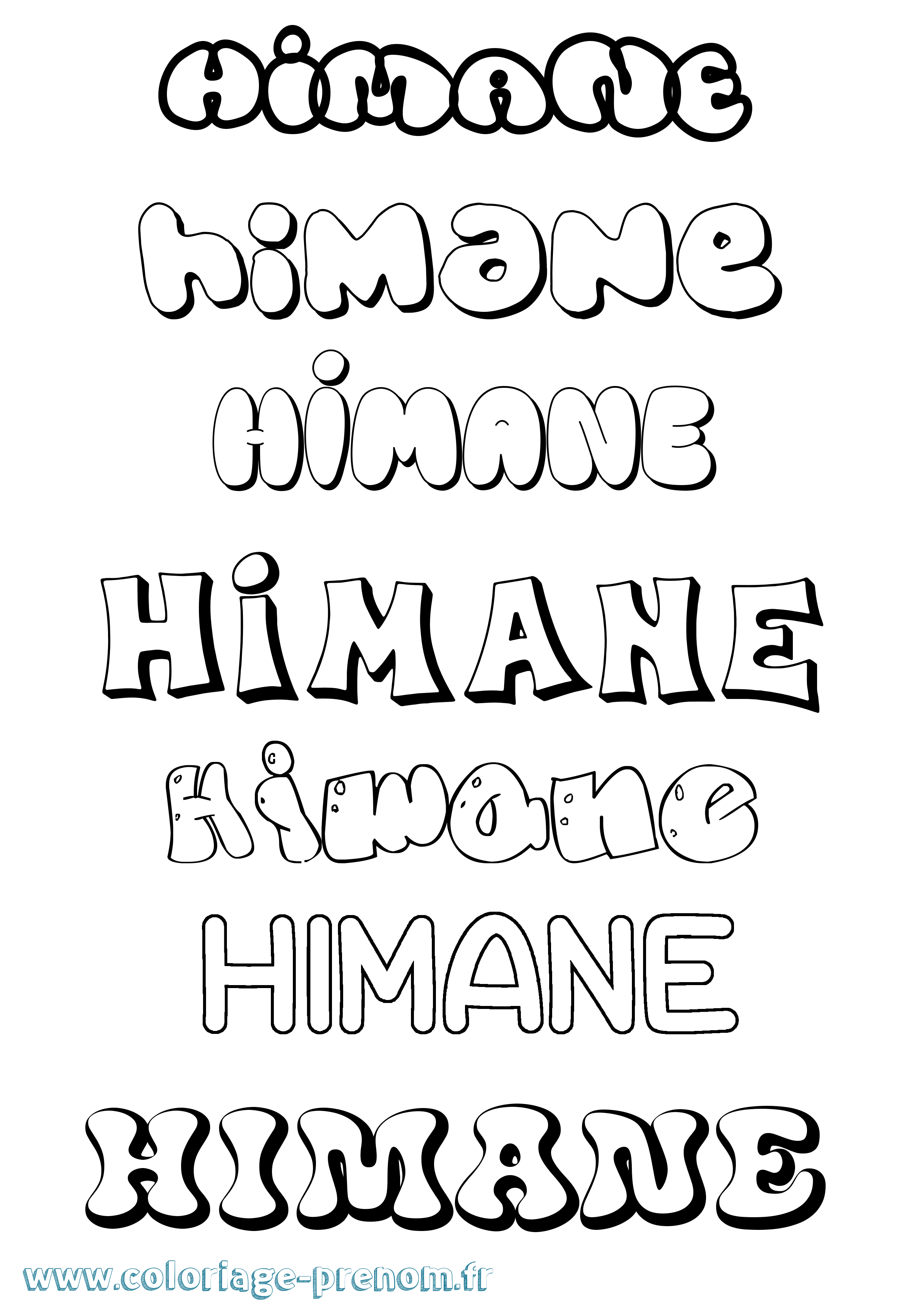 Coloriage Himane Bubble Coloriage prénom Himane Bubble