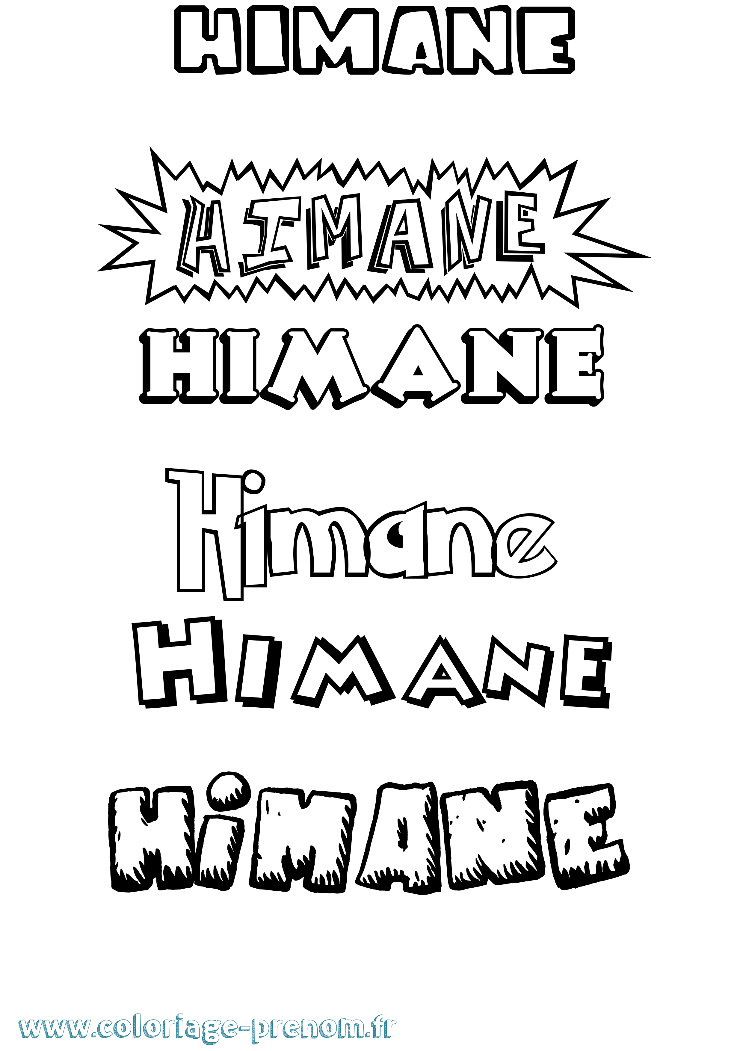 Coloriage Himane Dessin Animé Coloriage prénom Himane Dessin Animé