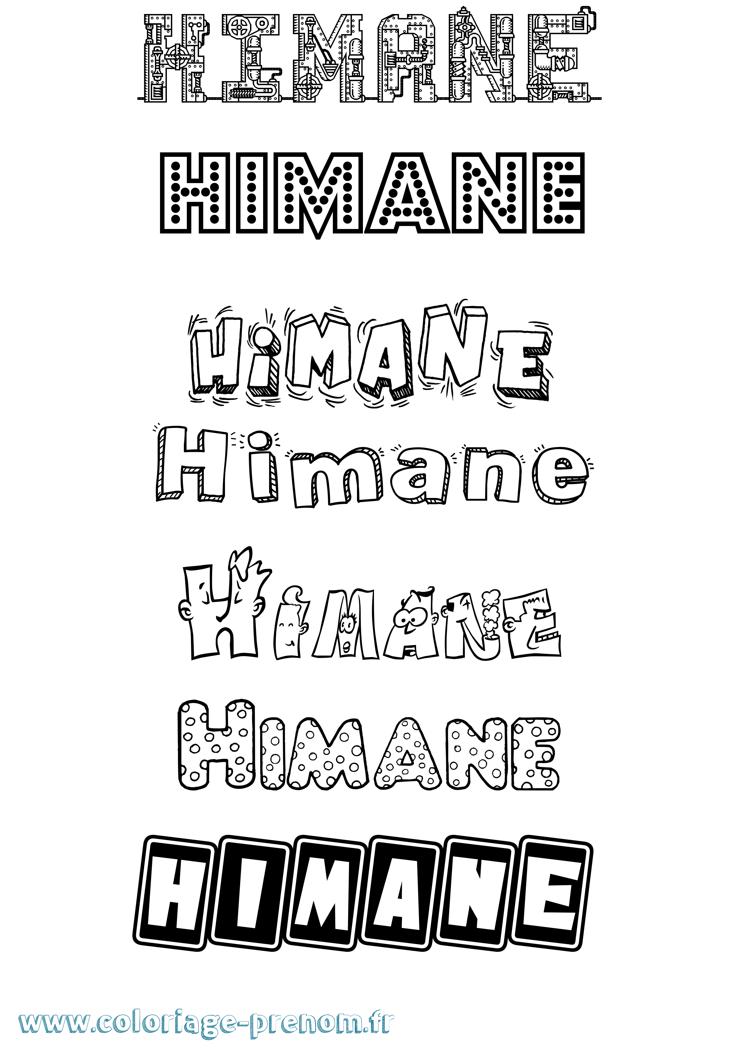 Coloriage Himane Fun Coloriage prénom Himane Fun