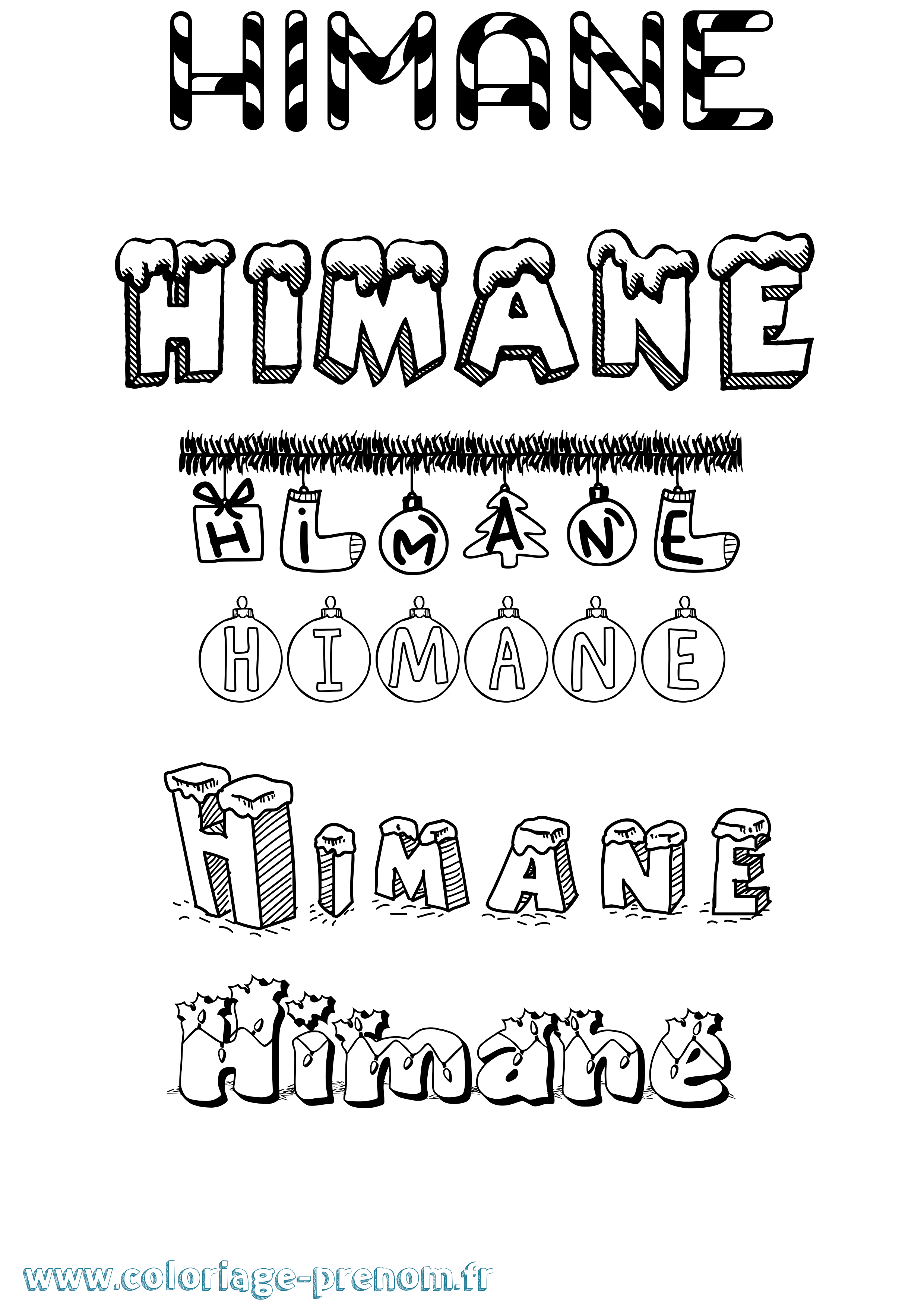 Coloriage Himane Noël Coloriage prénom Himane Noël