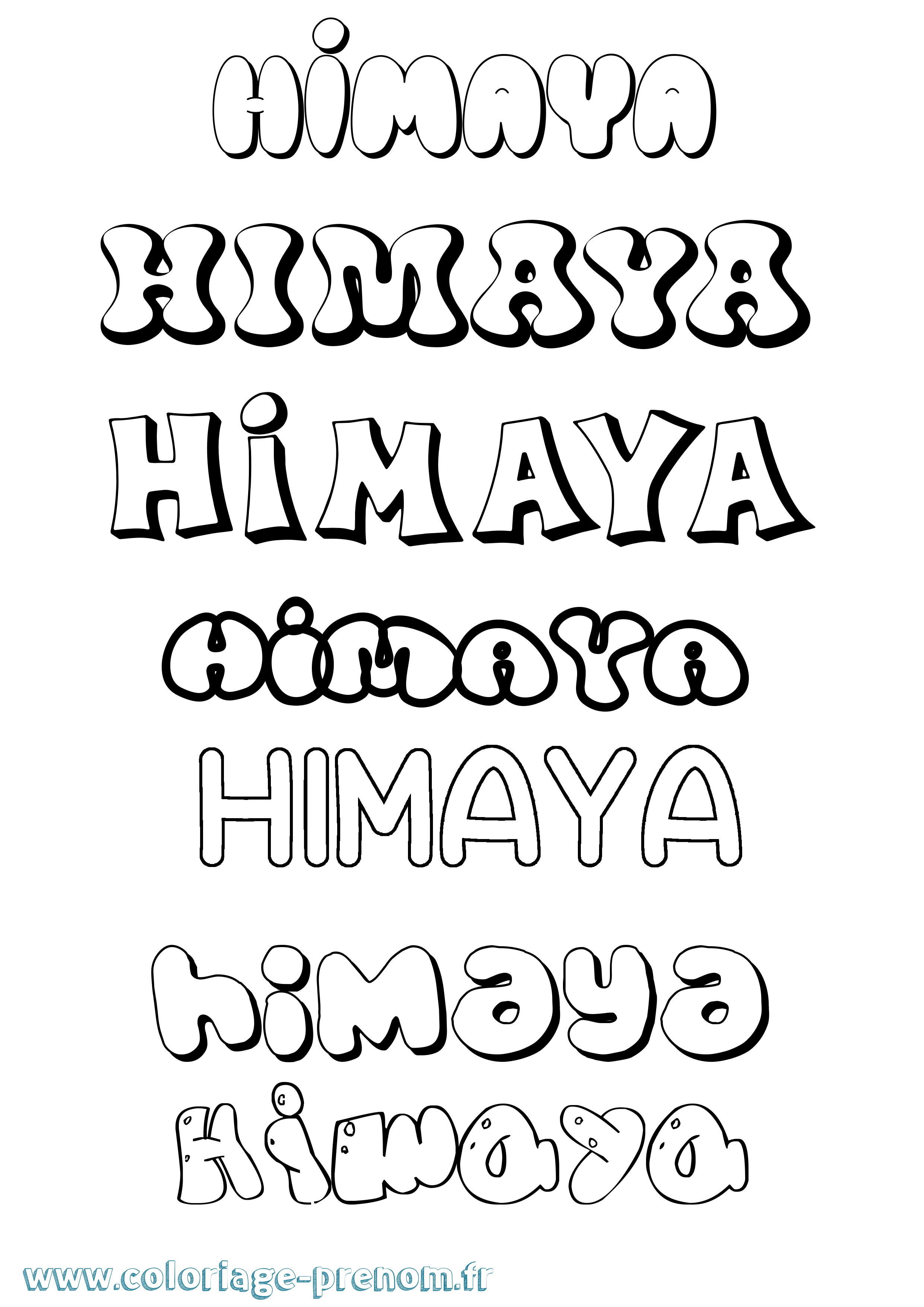 Coloriage Himaya Bubble Coloriage prénom Himaya Bubble