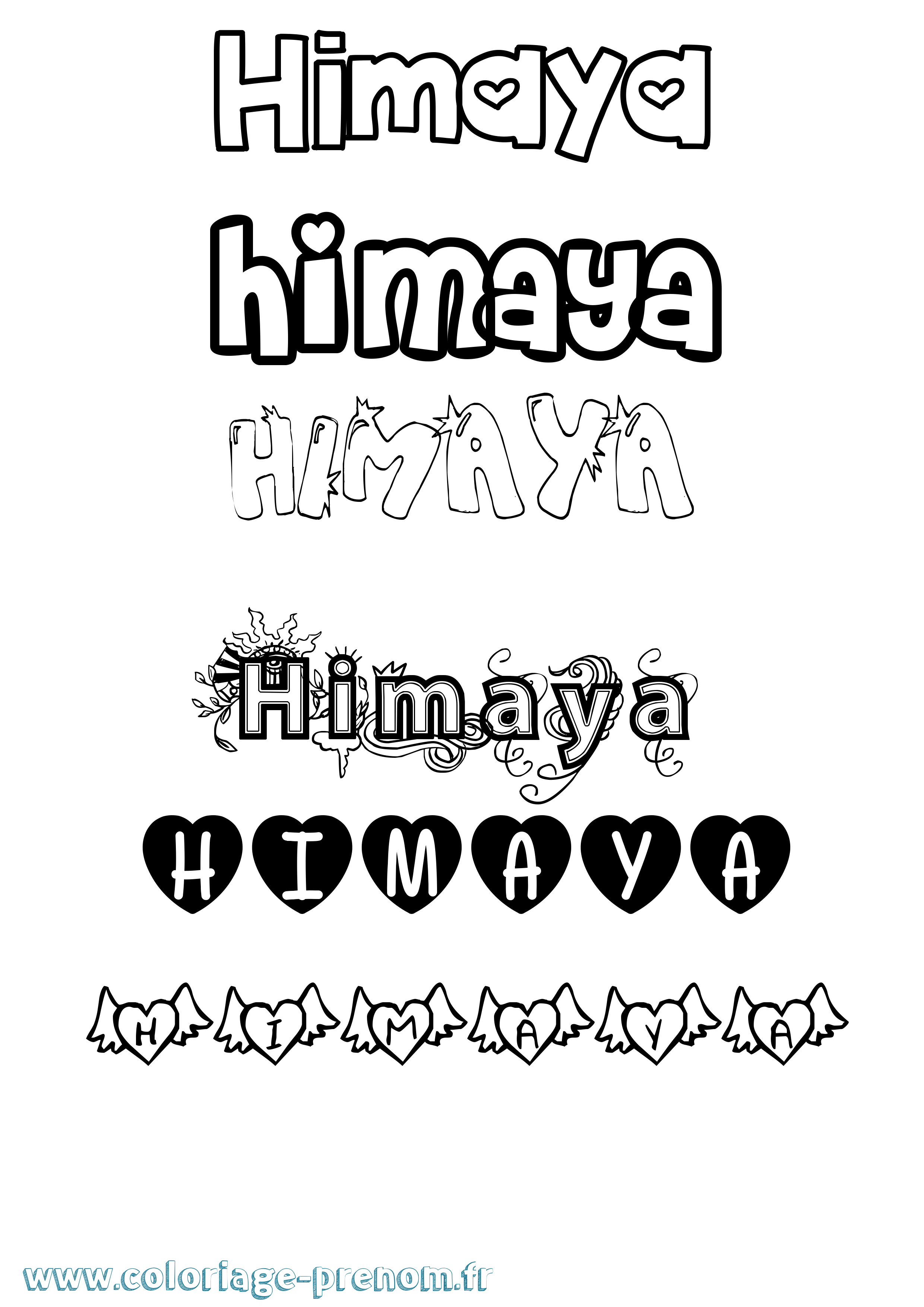 Coloriage Himaya Girly Coloriage prénom Himaya Girly