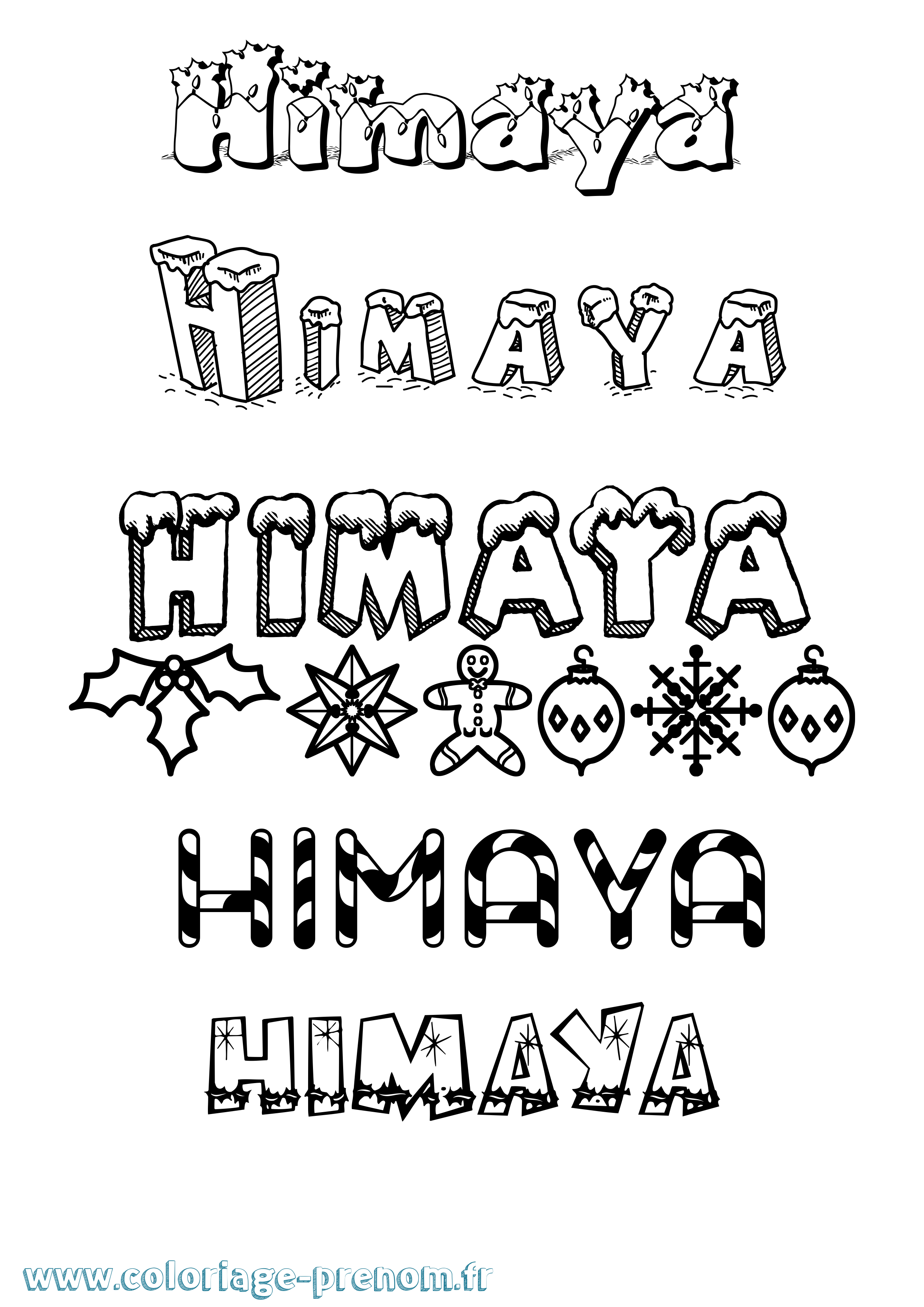 Coloriage Himaya Noël Coloriage prénom Himaya Noël
