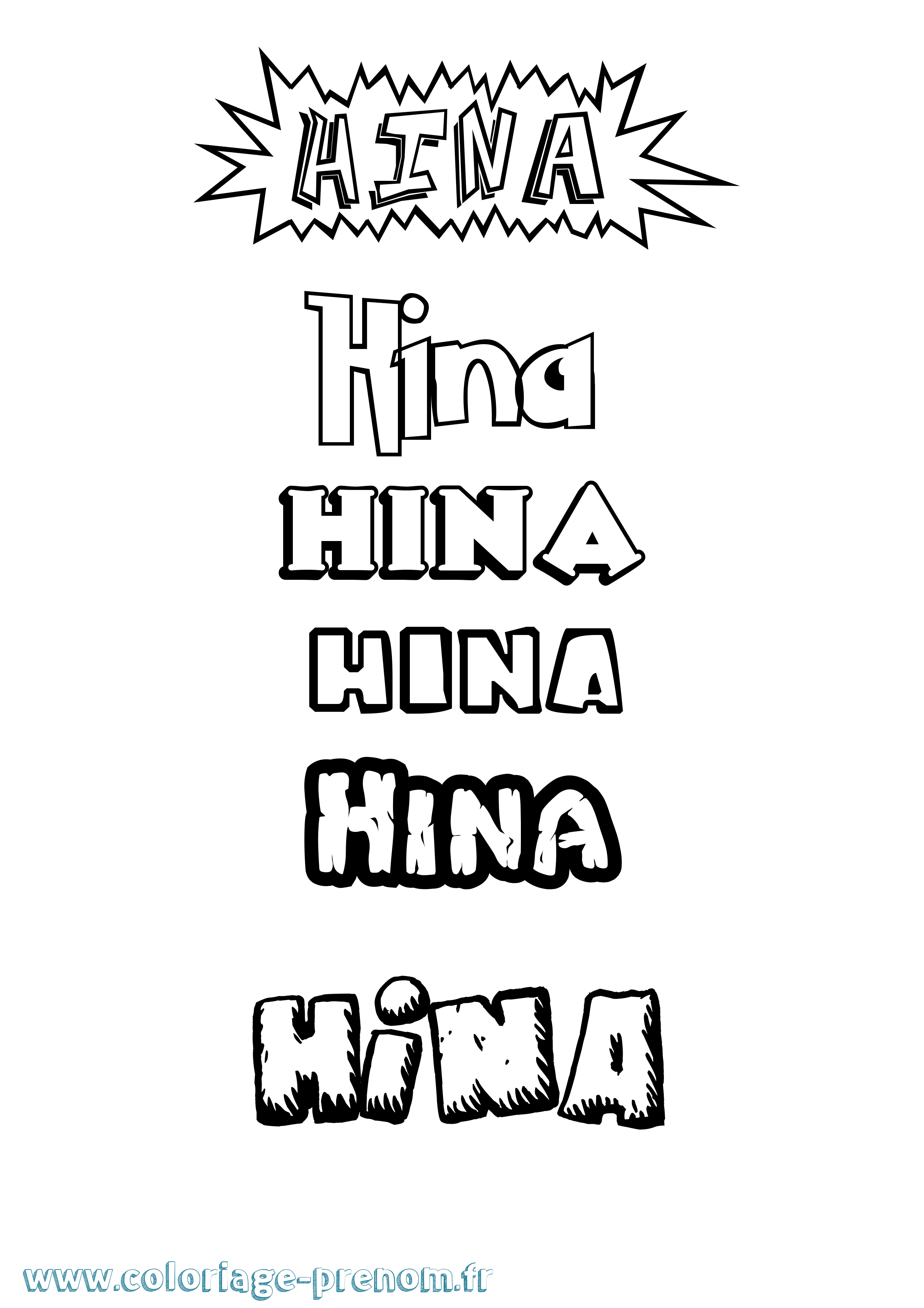 Coloriage Hina Dessin Animé Coloriage prénom Hina Dessin Animé