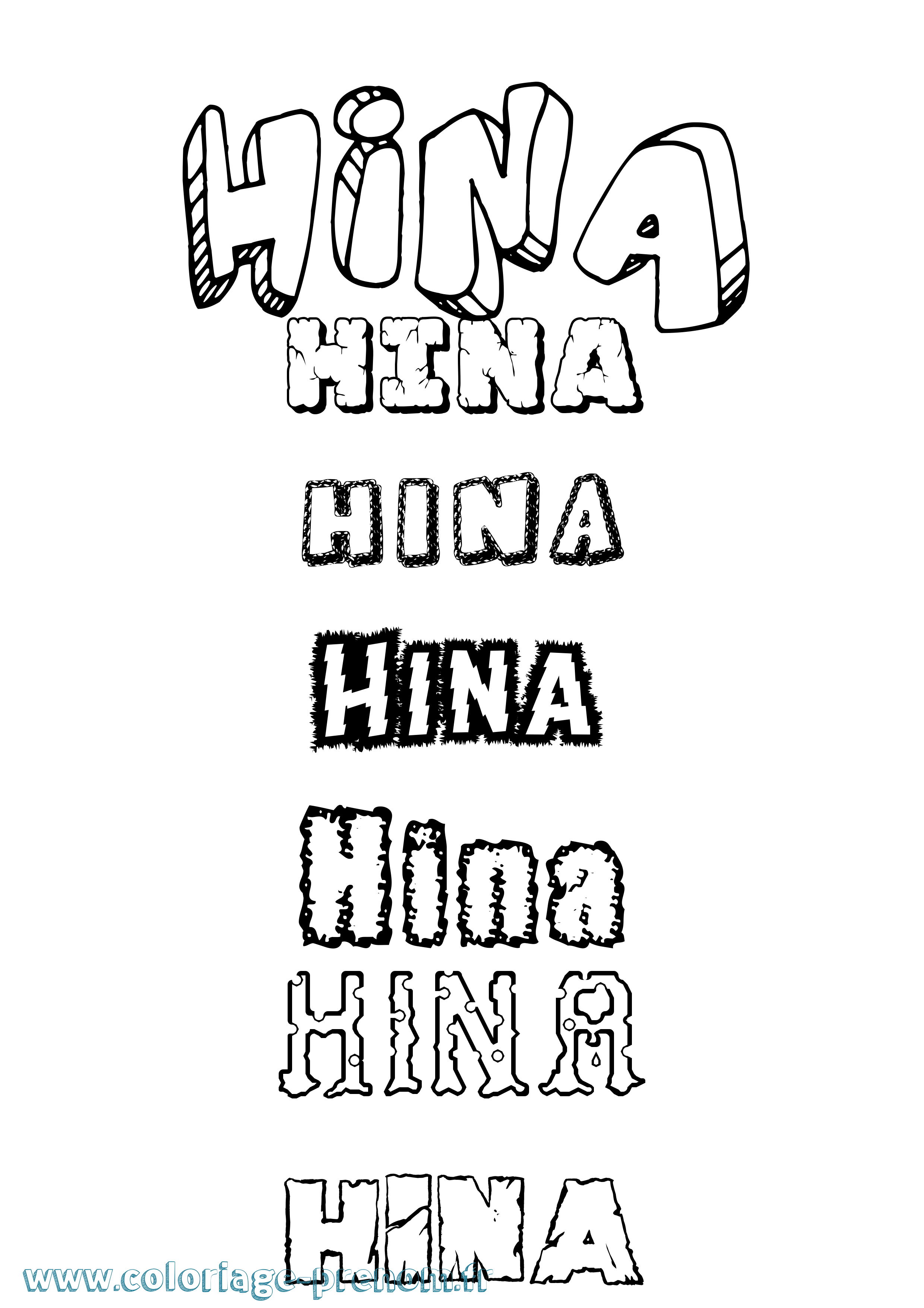 Coloriage Hina Destructuré Coloriage prénom Hina Destructuré