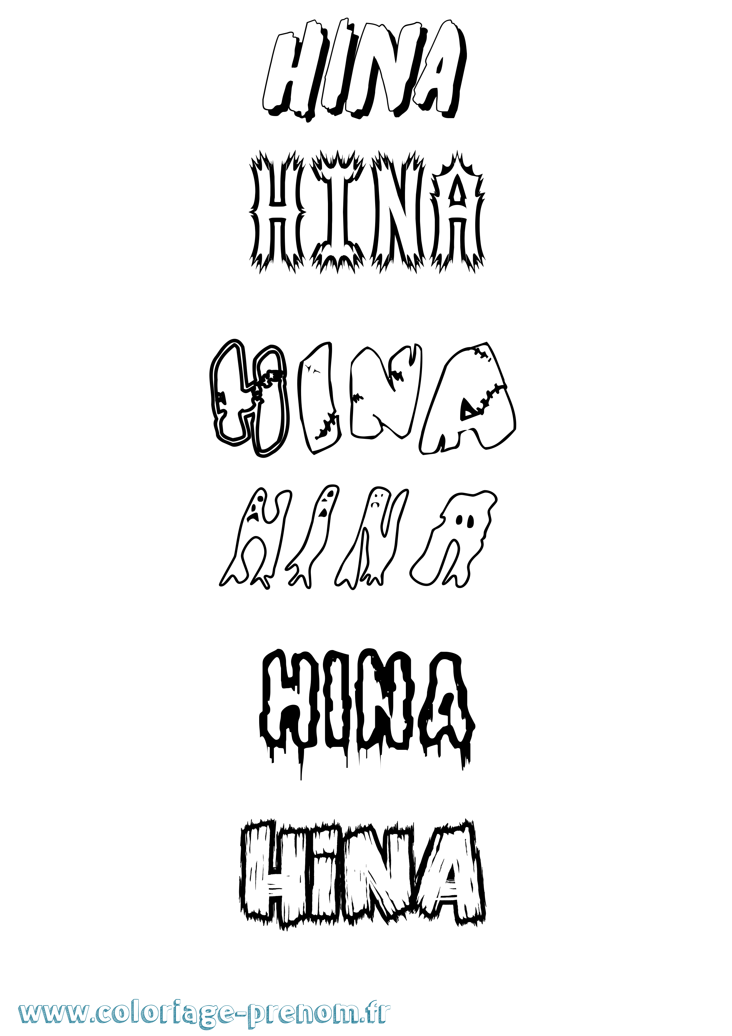 Coloriage Hina Frisson Coloriage prénom Hina Frisson