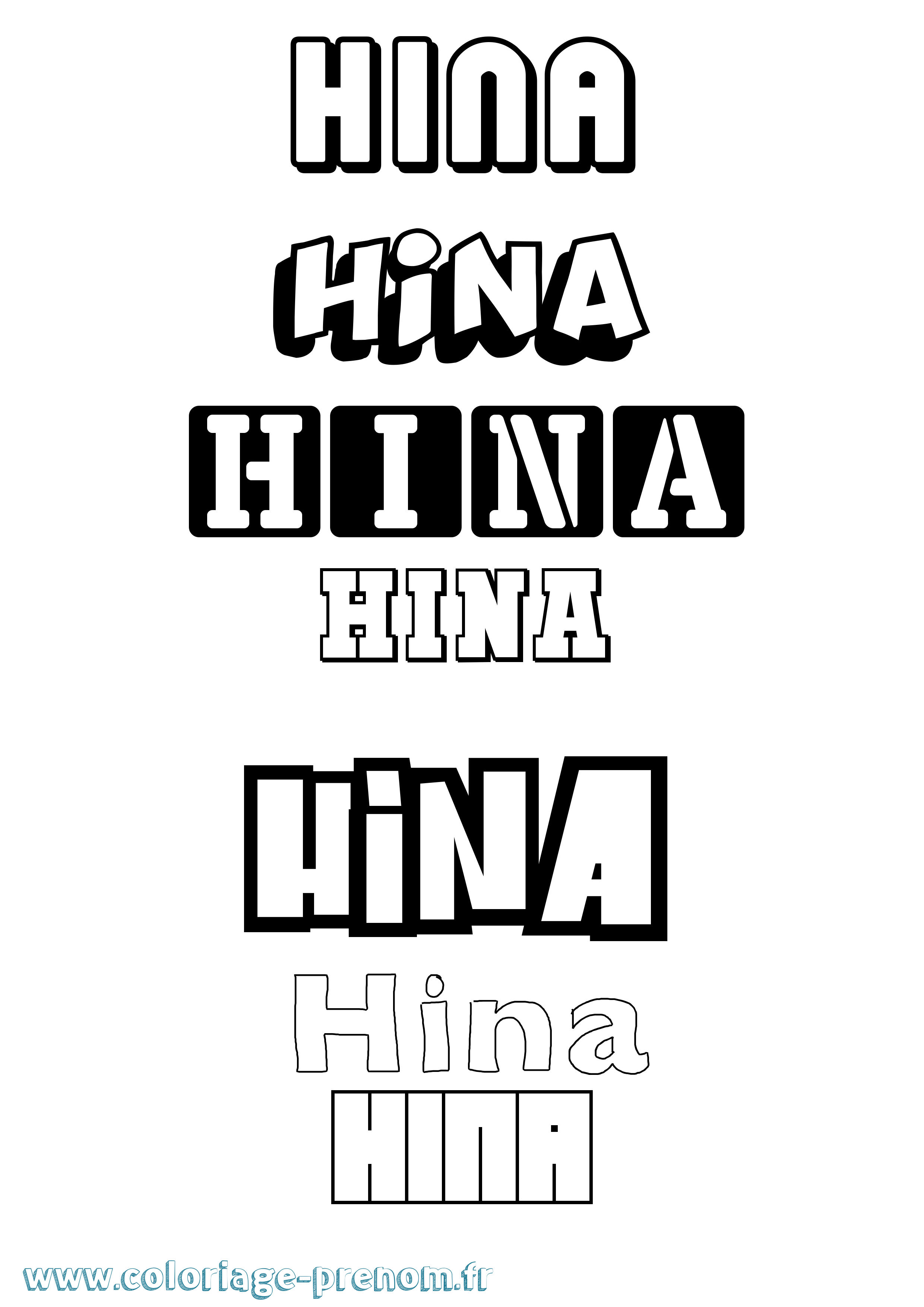 Coloriage Hina Simple Coloriage prénom Hina Simple