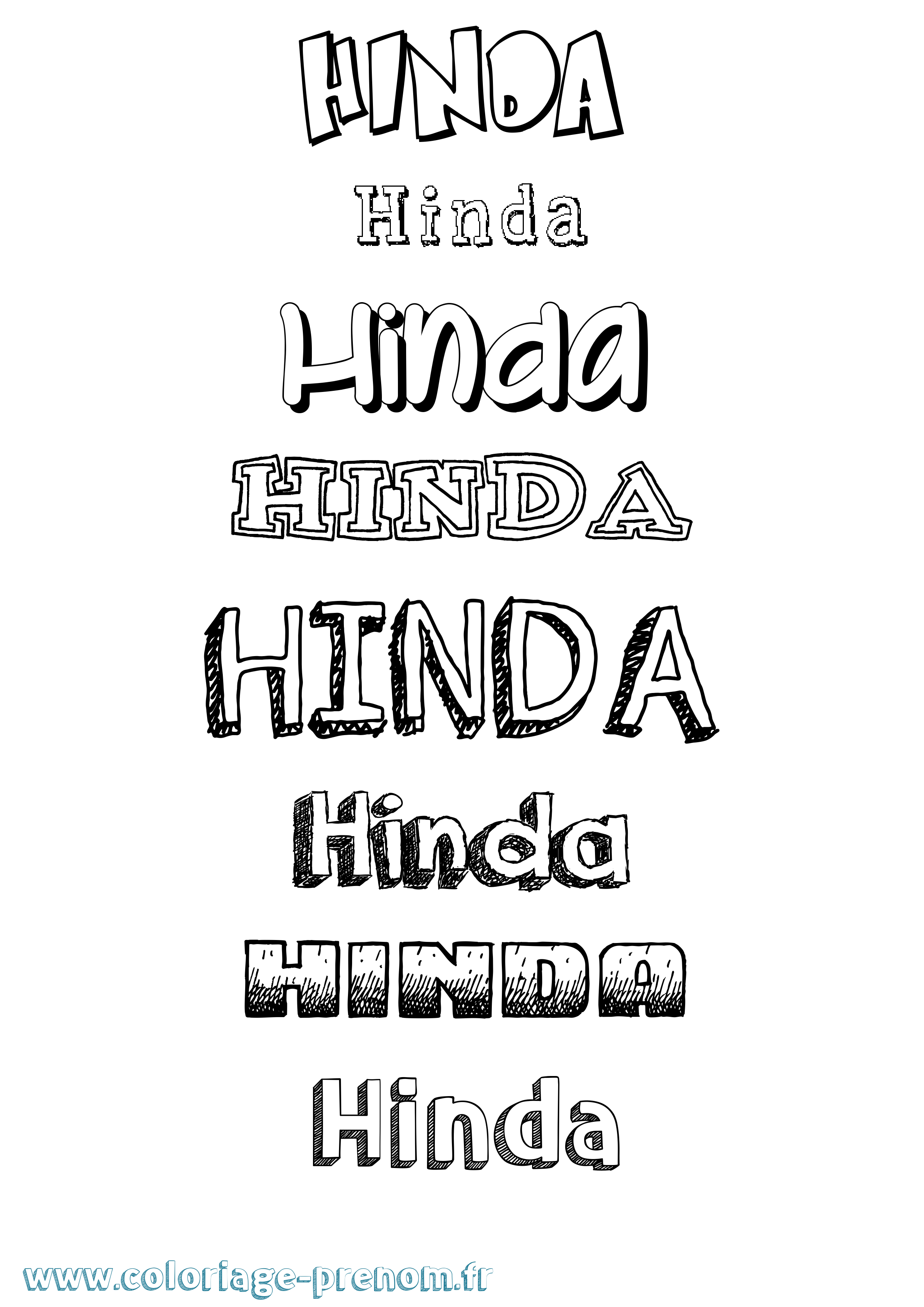 Coloriage Hinda Dessiné Coloriage prénom Hinda Dessiné