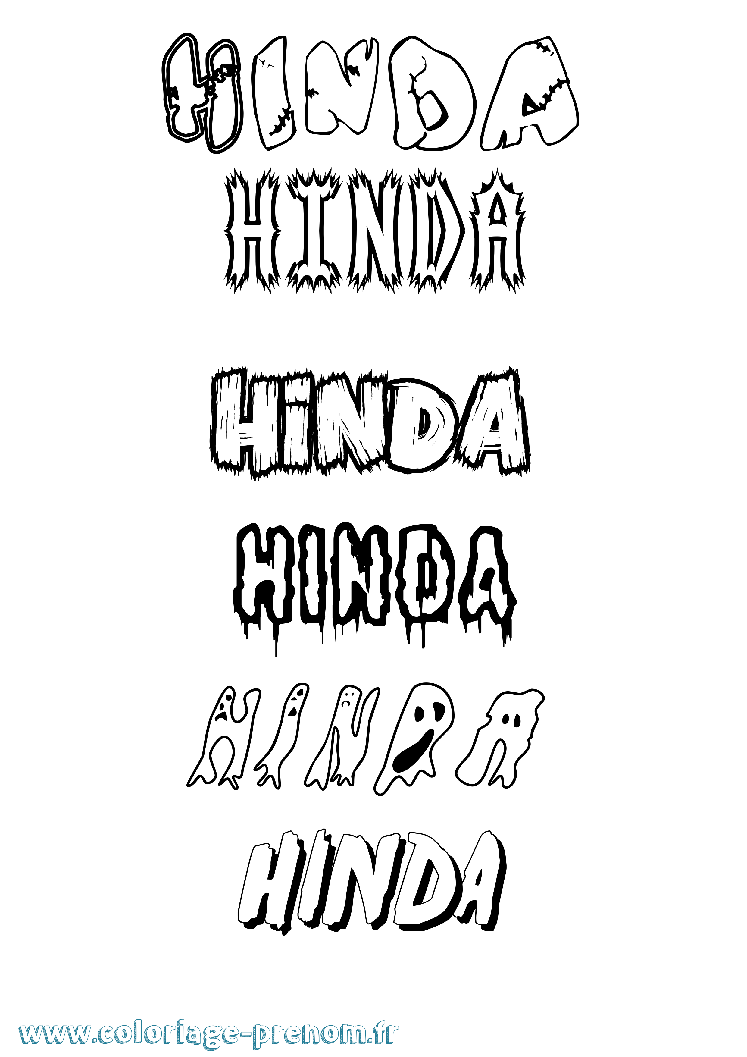 Coloriage Hinda Frisson Coloriage prénom Hinda Frisson