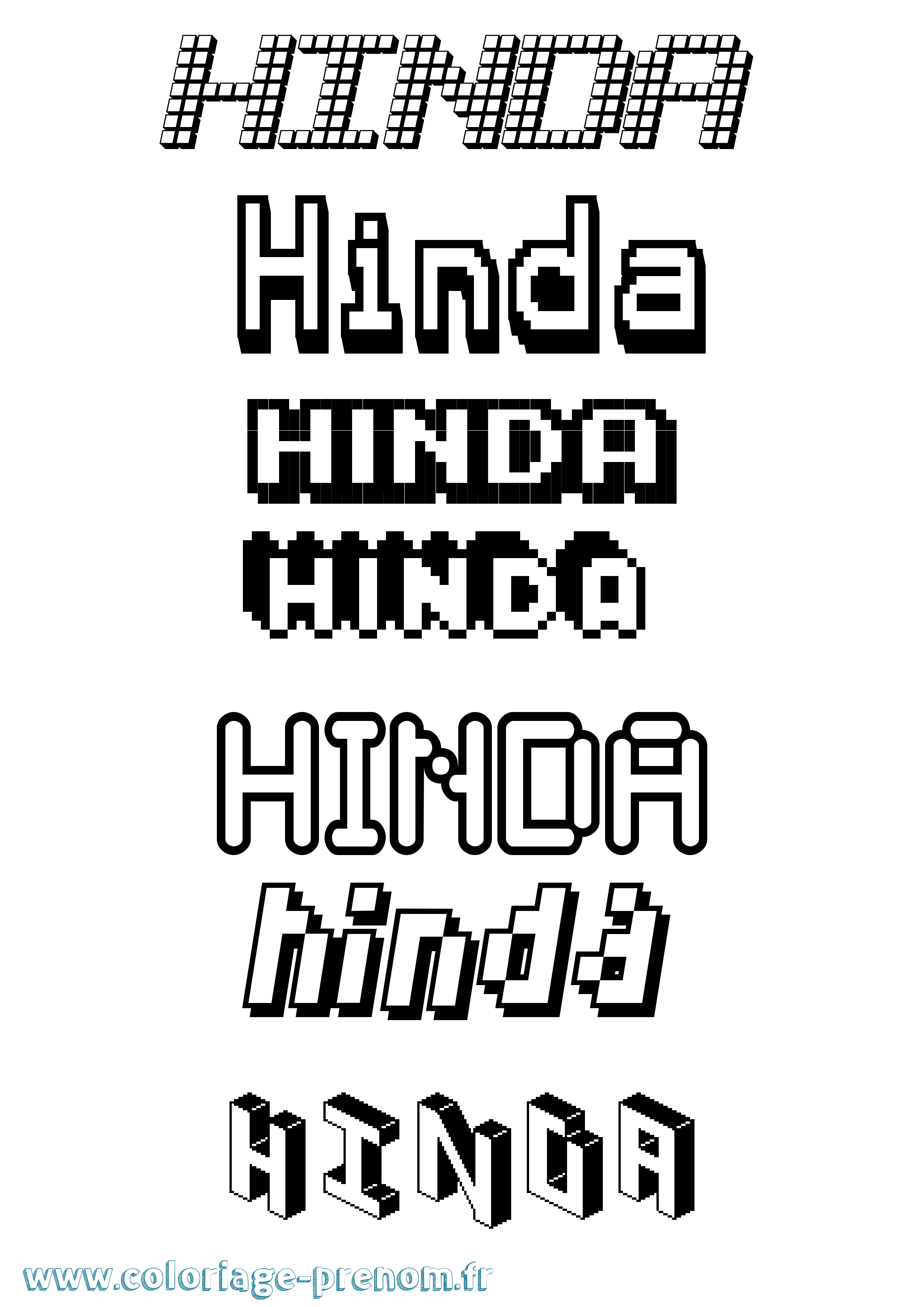 Coloriage Hinda Pixel Coloriage prénom Hinda Pixel