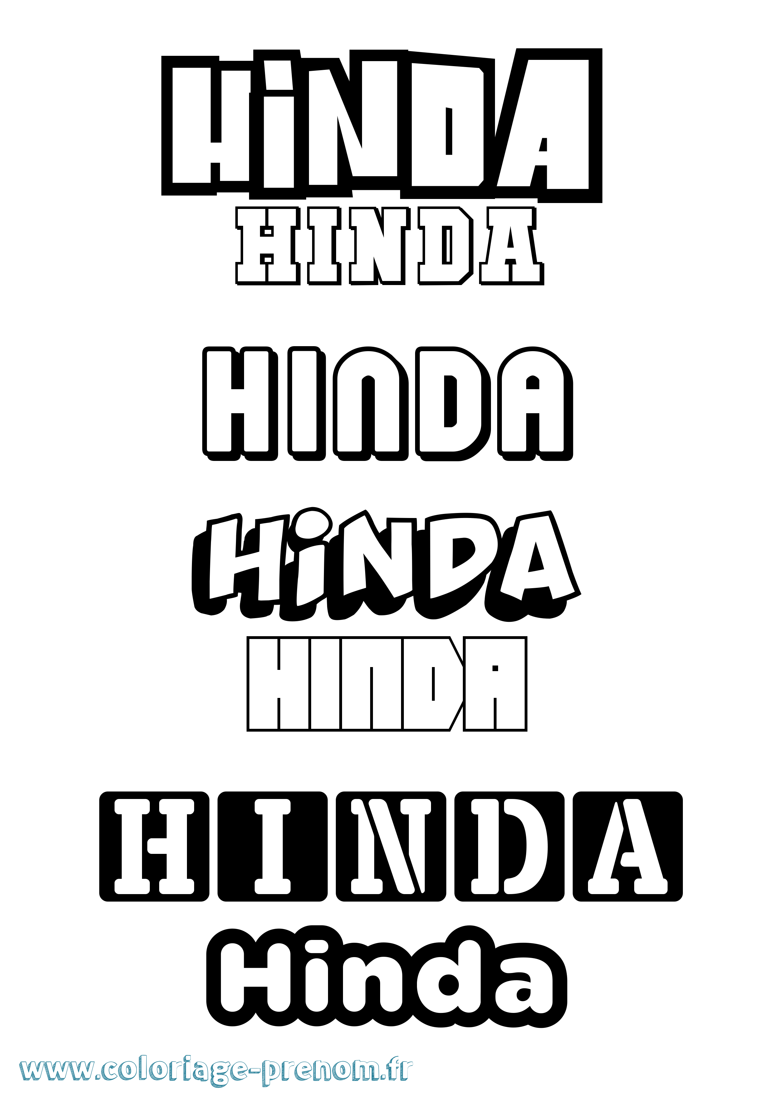 Coloriage Hinda Simple Coloriage prénom Hinda Simple