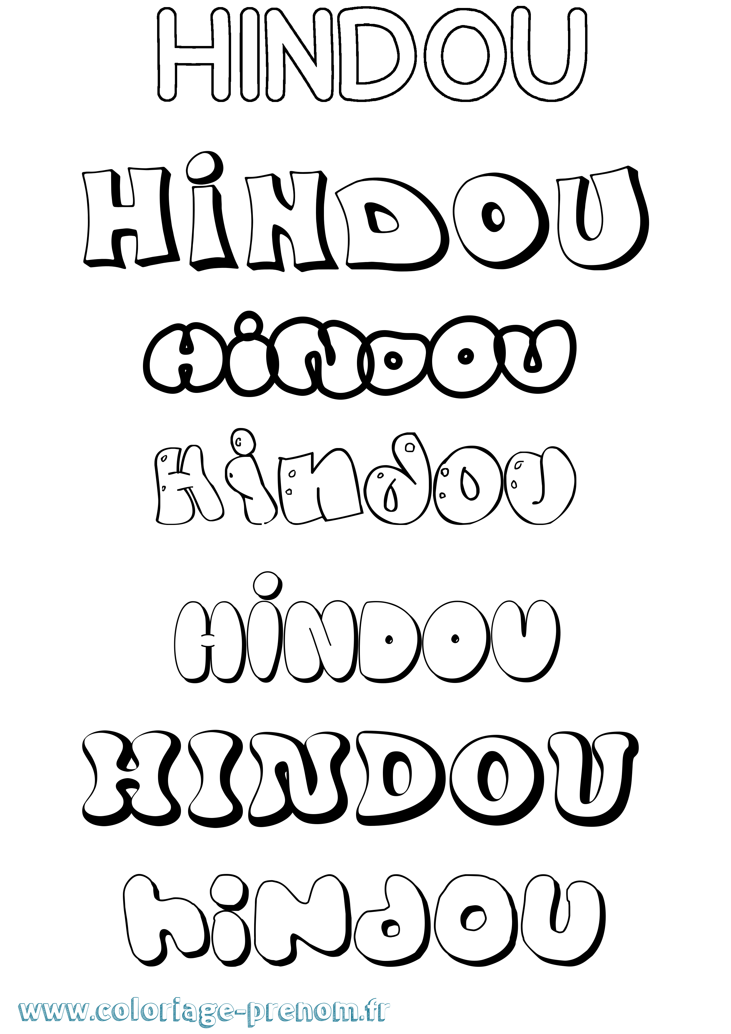 Coloriage Hindou Bubble Coloriage prénom Hindou Bubble