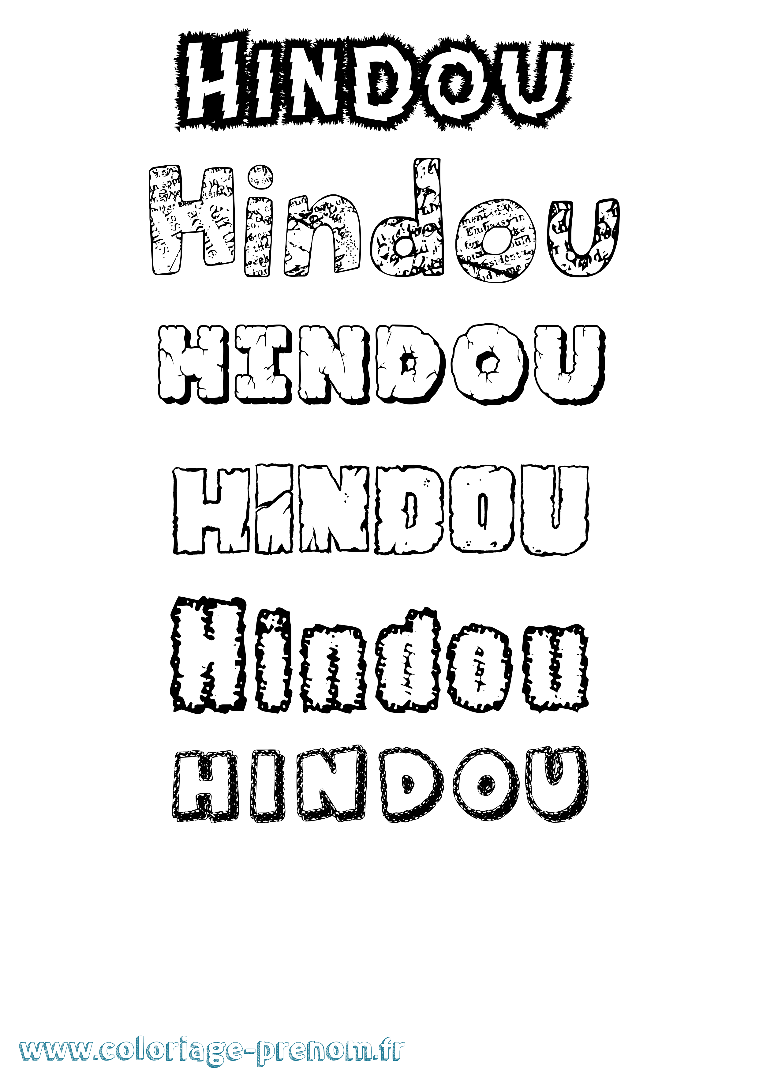 Coloriage Hindou Destructuré Coloriage prénom Hindou Destructuré