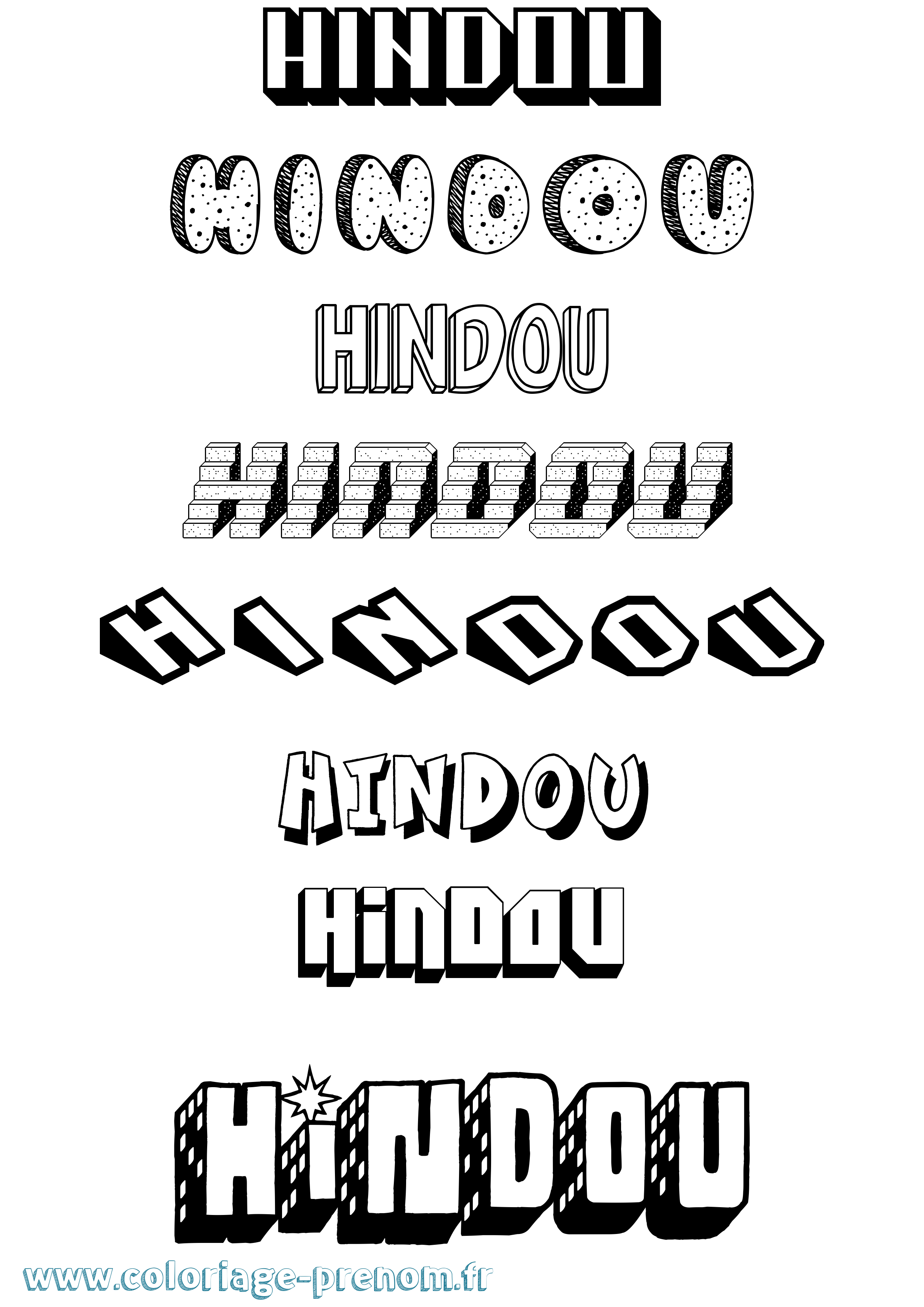 Coloriage Hindou Effet 3D Coloriage prénom Hindou Effet 3D