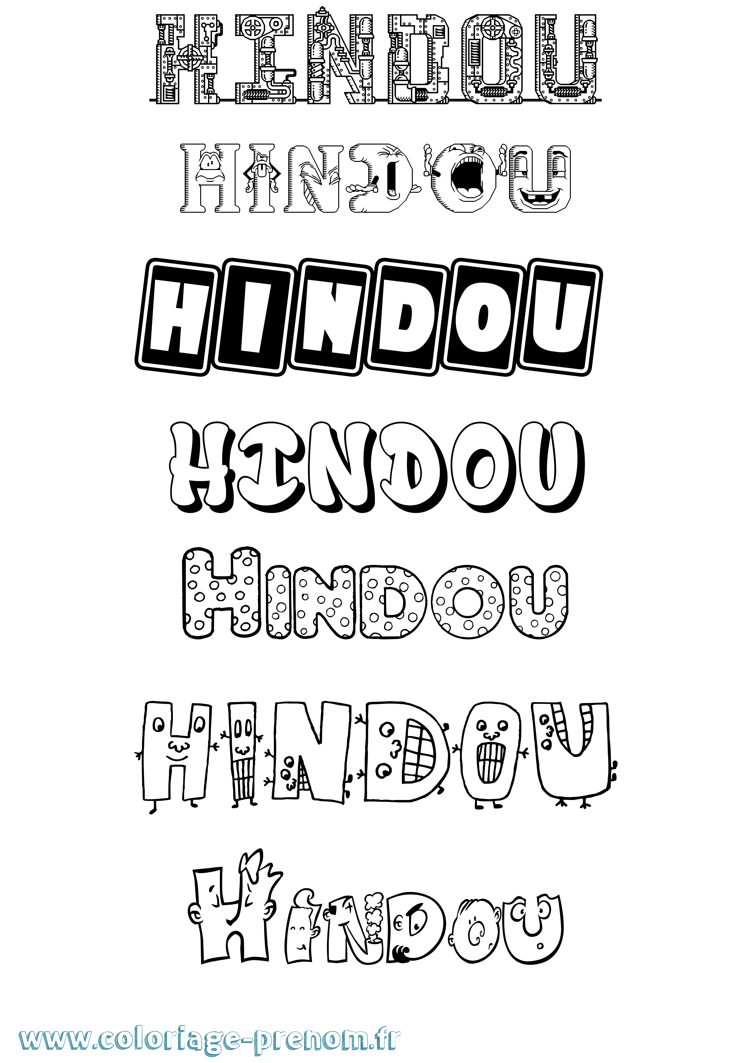 Coloriage Hindou Fun Coloriage prénom Hindou Fun