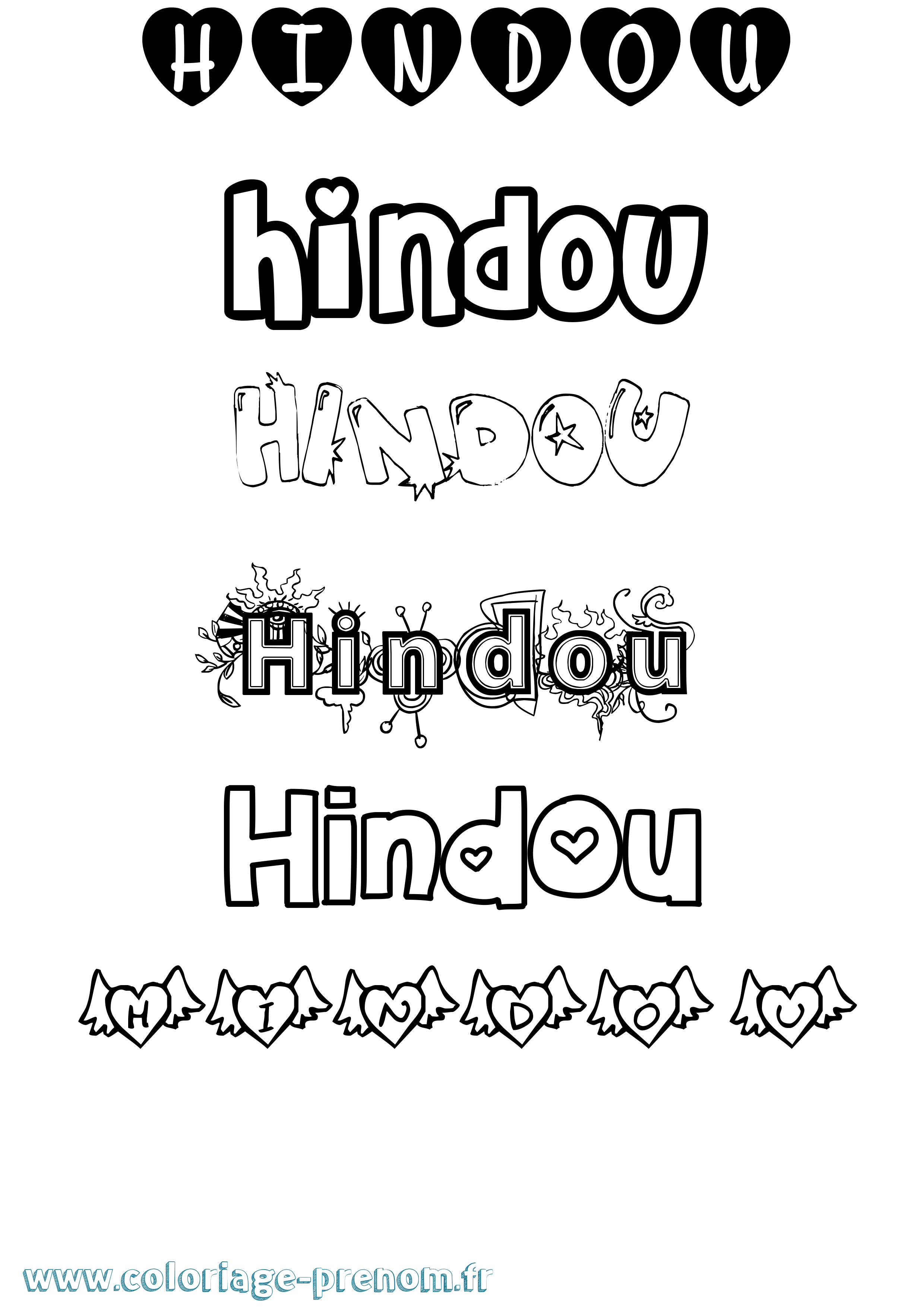 Coloriage Hindou Girly Coloriage prénom Hindou Girly