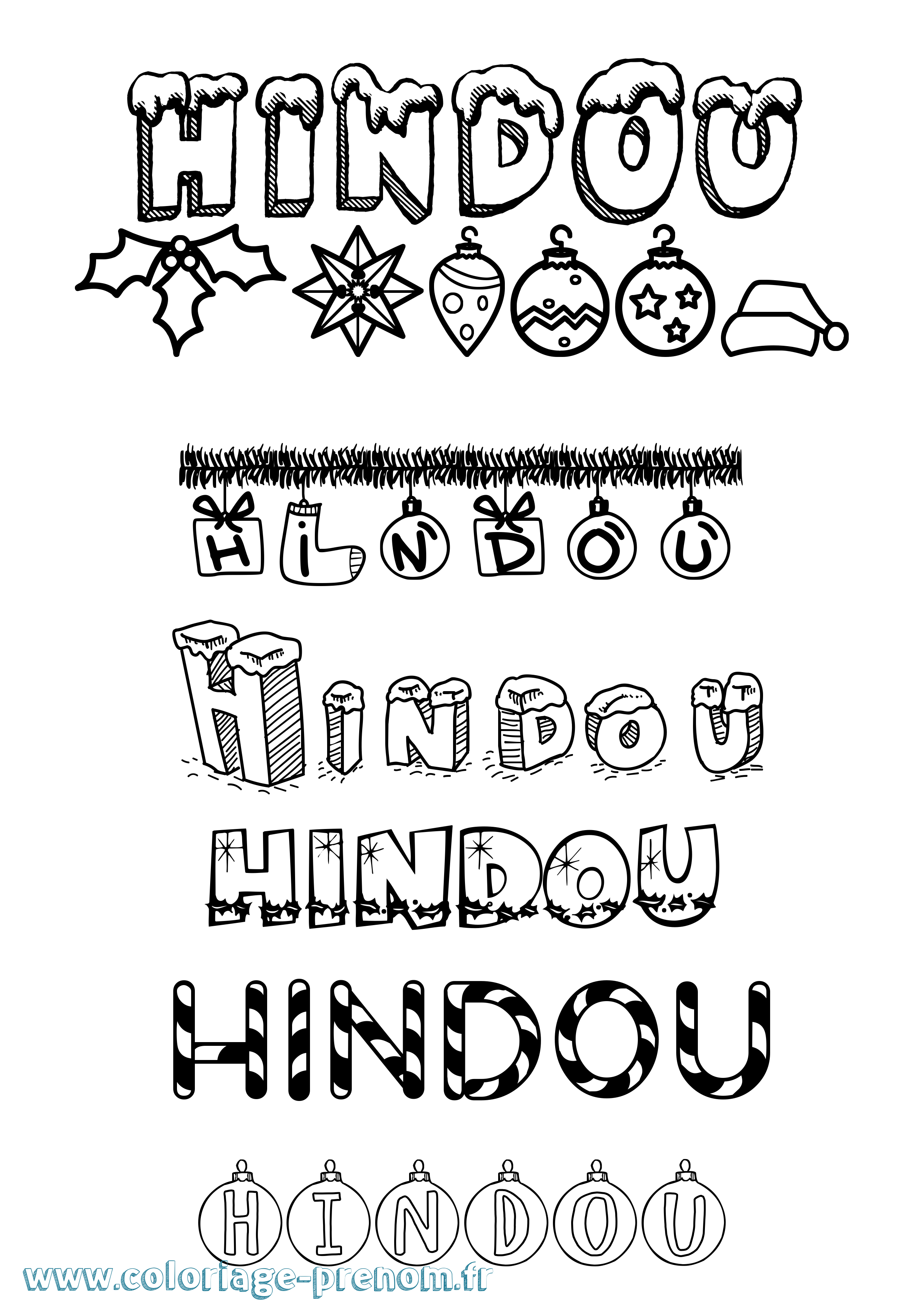 Coloriage Hindou Noël Coloriage prénom Hindou Noël