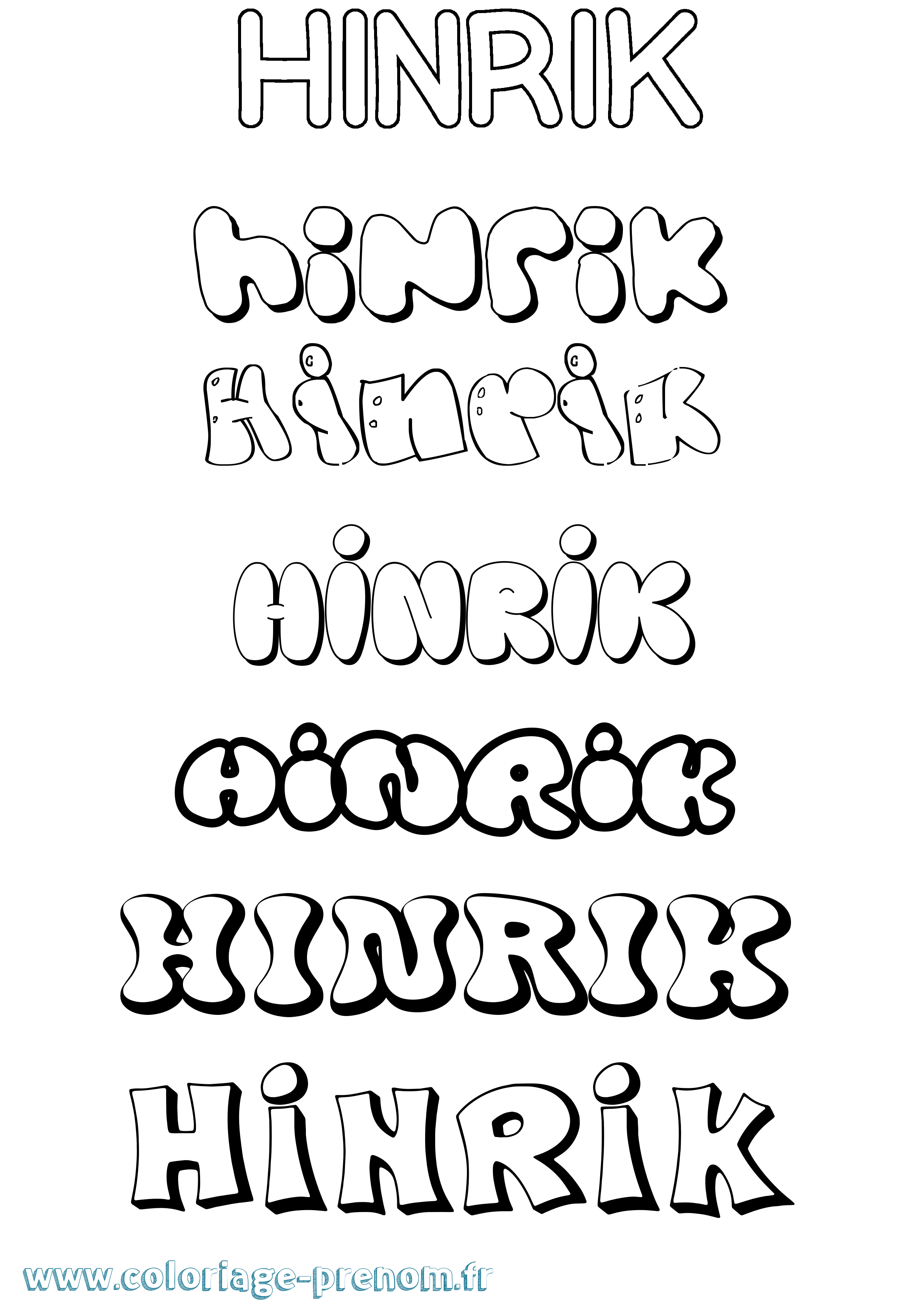 Coloriage Hinrik Bubble Coloriage prénom Hinrik Bubble