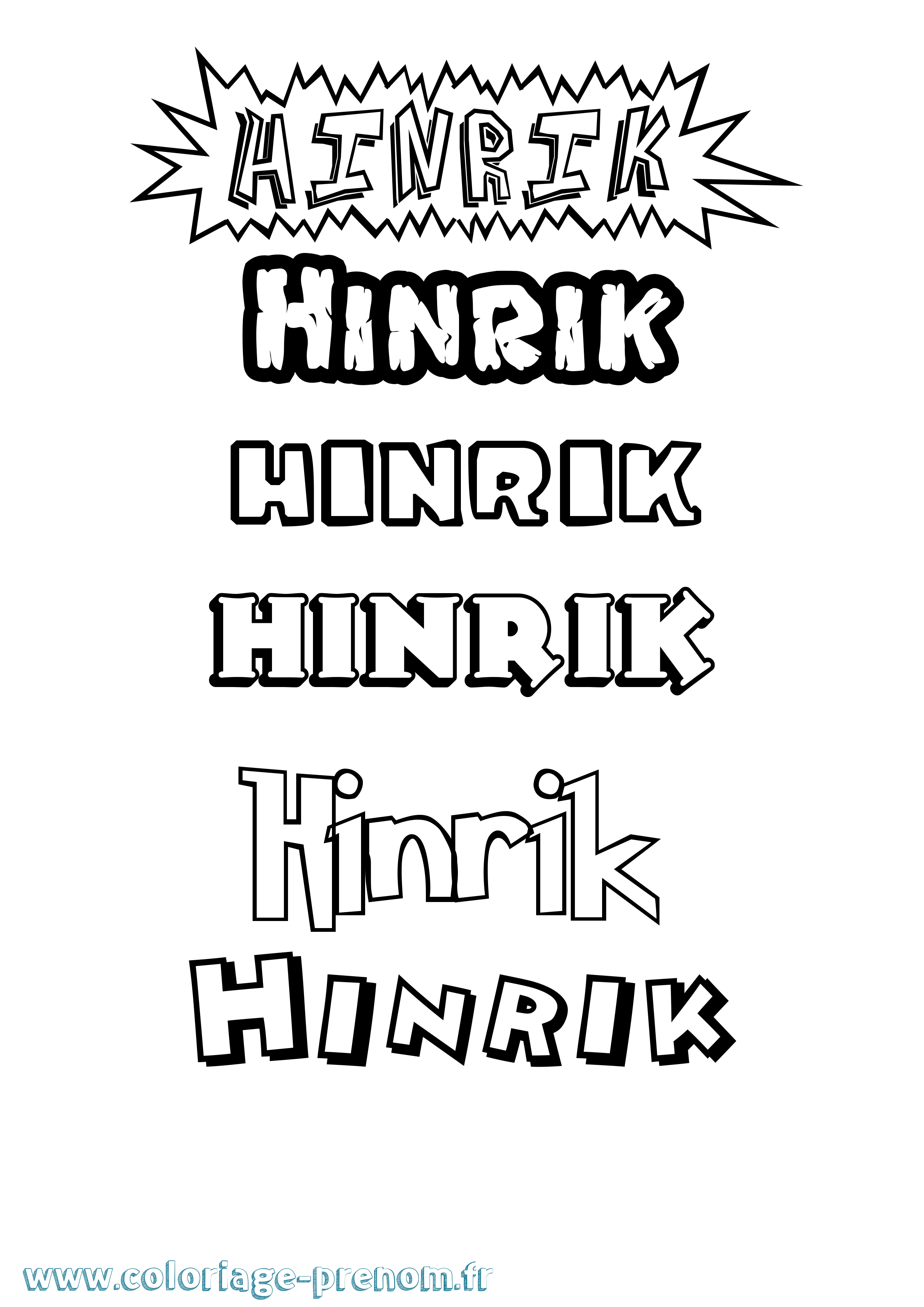 Coloriage Hinrik Dessin Animé Coloriage prénom Hinrik Dessin Animé