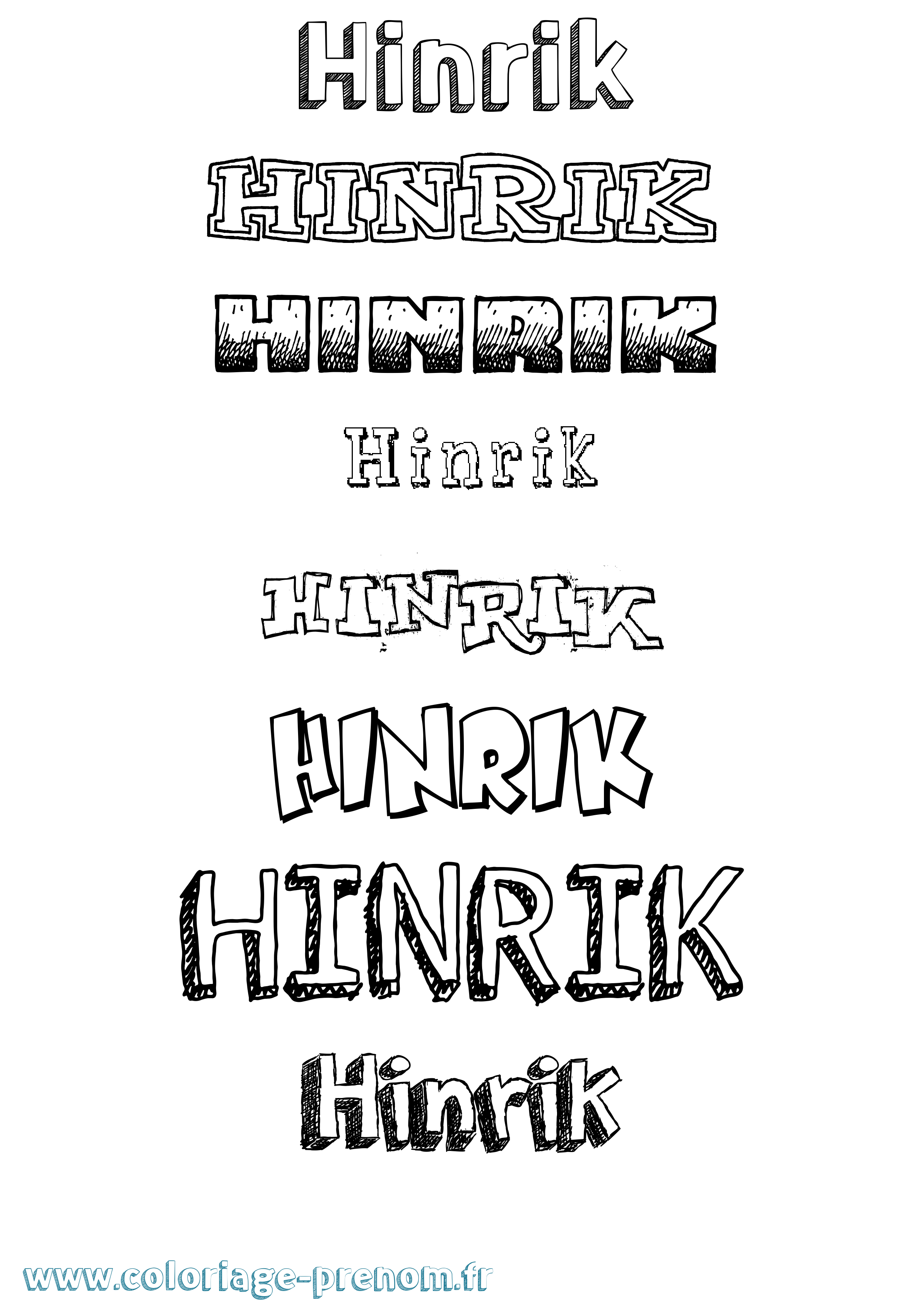 Coloriage Hinrik Dessiné Coloriage prénom Hinrik Dessiné