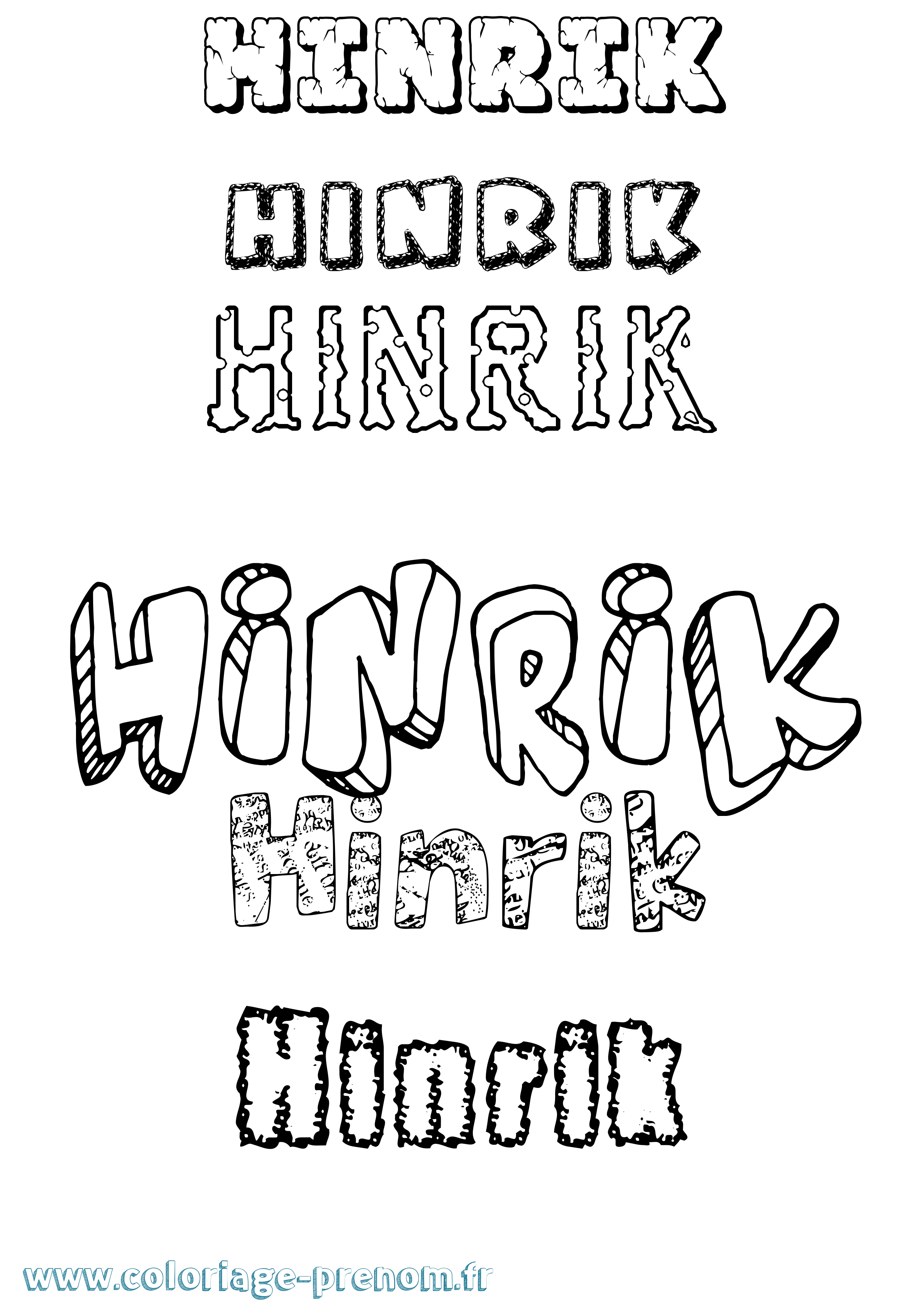 Coloriage Hinrik Destructuré Coloriage prénom Hinrik Destructuré