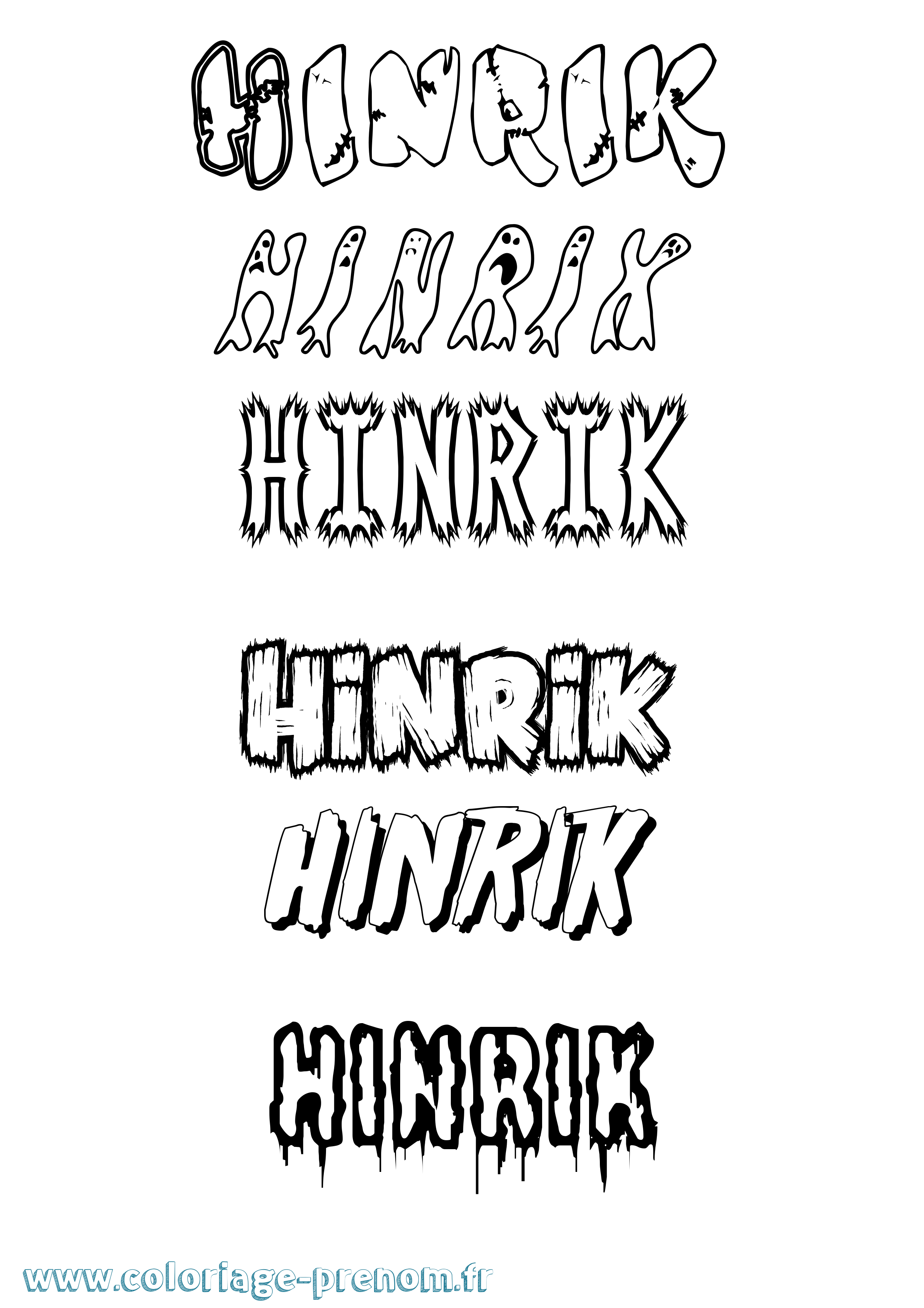 Coloriage Hinrik Frisson Coloriage prénom Hinrik Frisson