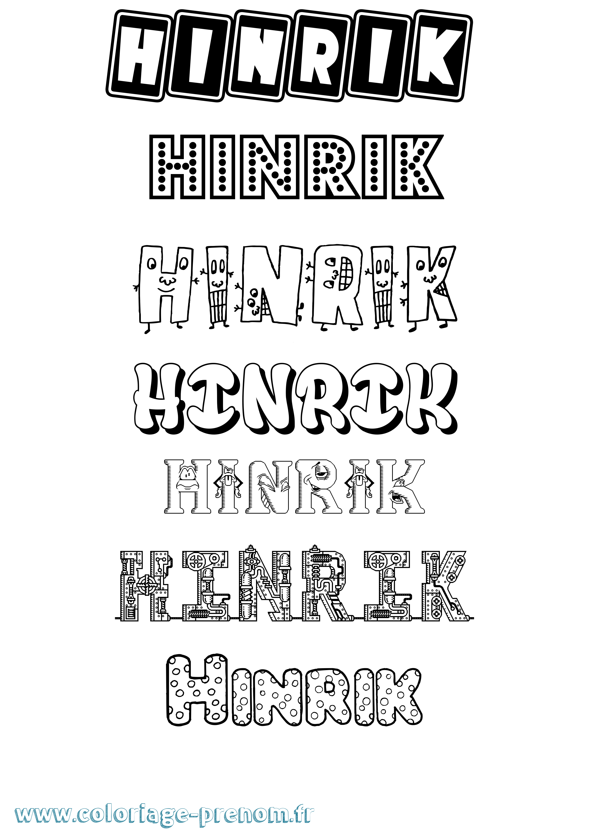 Coloriage Hinrik Fun Coloriage prénom Hinrik Fun