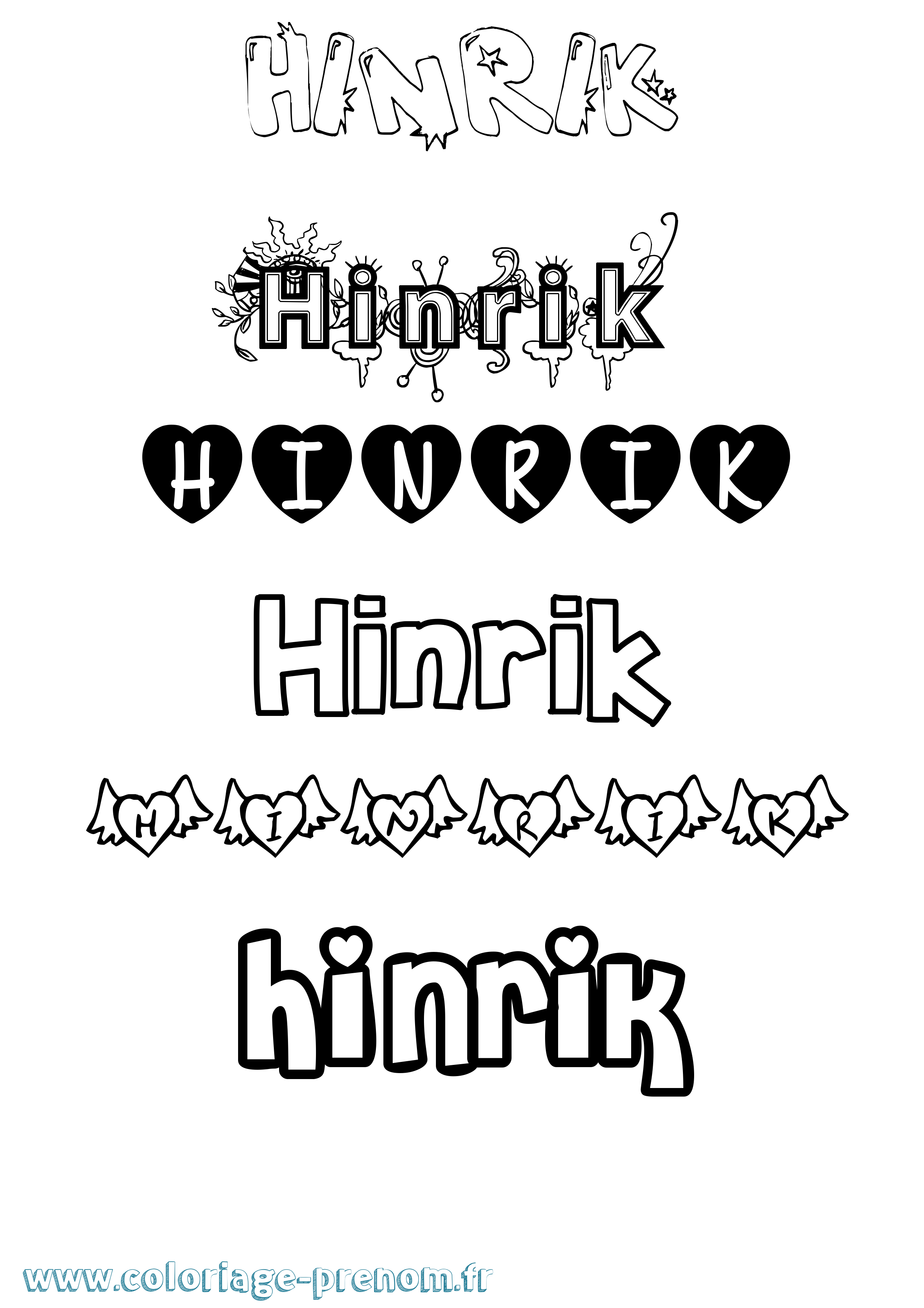 Coloriage Hinrik Girly Coloriage prénom Hinrik Girly