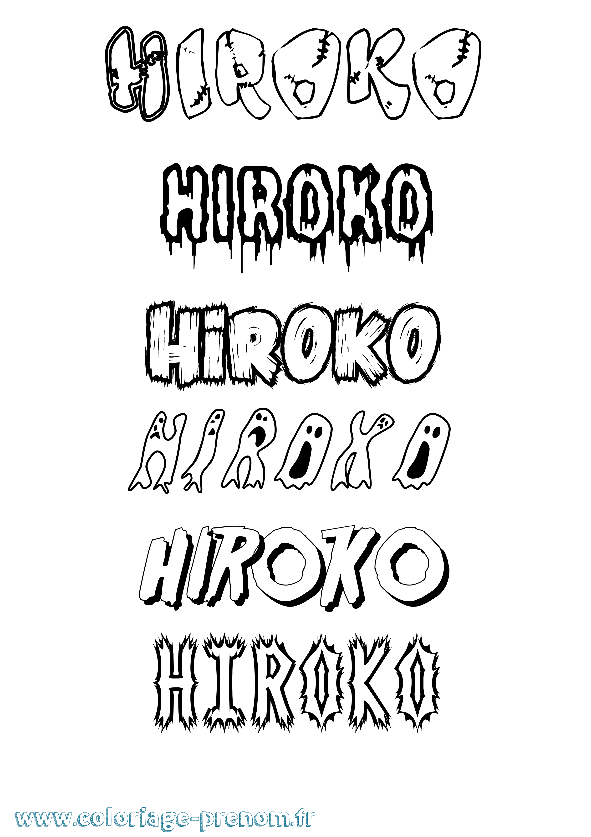 Coloriage Hiroko Frisson Coloriage prénom Hiroko Frisson