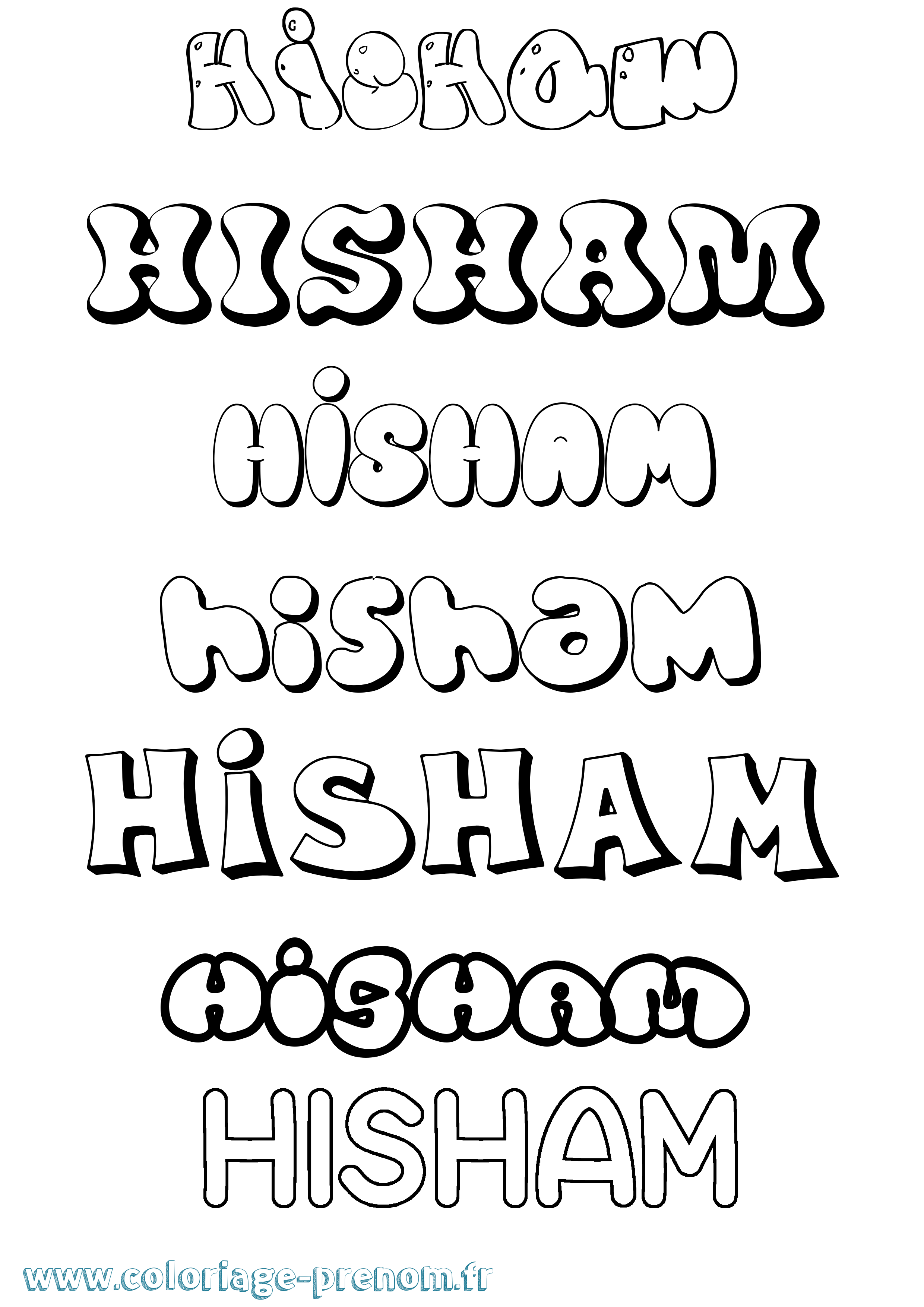 Coloriage Hisham Bubble Coloriage prénom Hisham Bubble