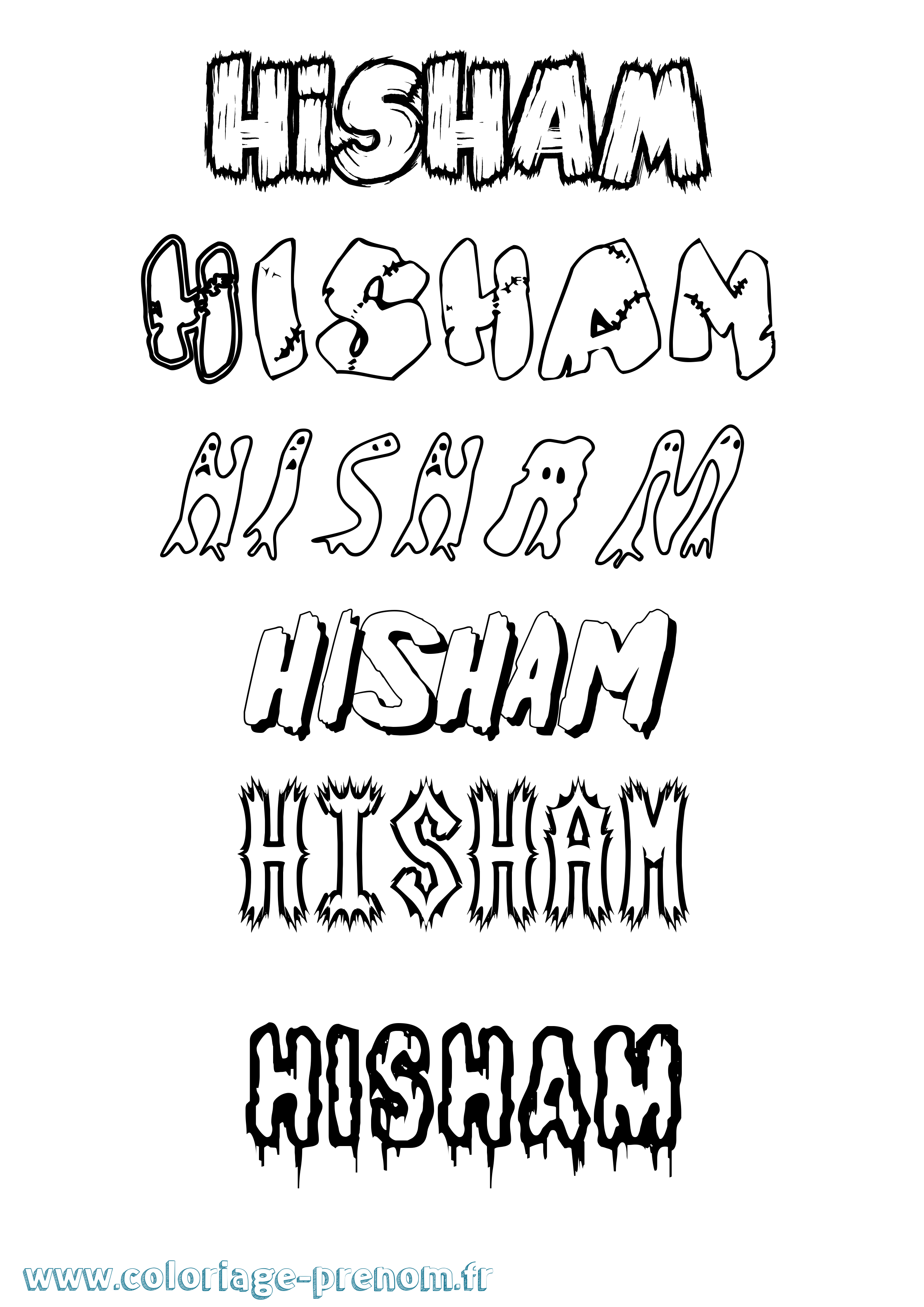 Coloriage Hisham Frisson Coloriage prénom Hisham Frisson