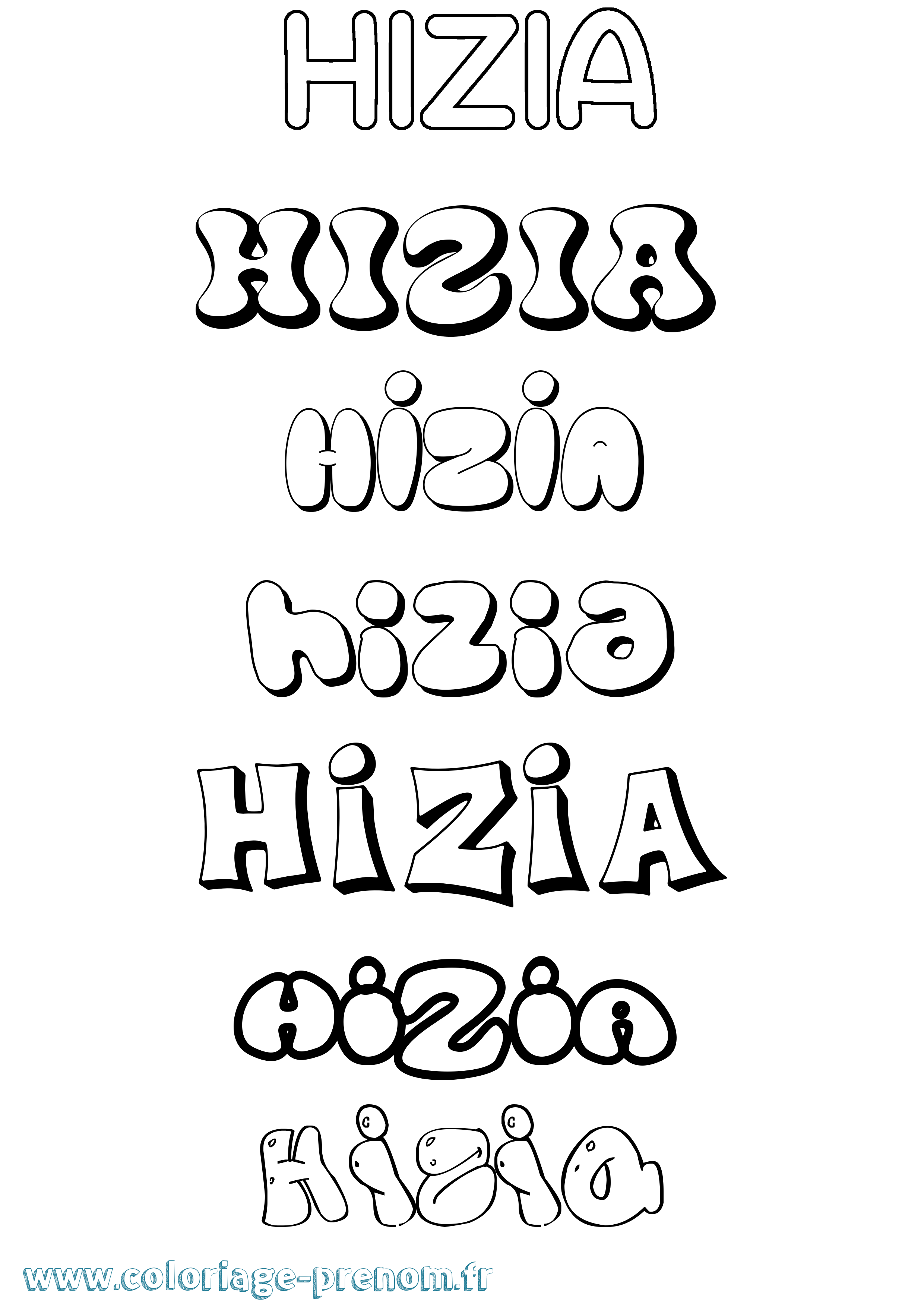 Coloriage Hizia Bubble Coloriage prénom Hizia Bubble