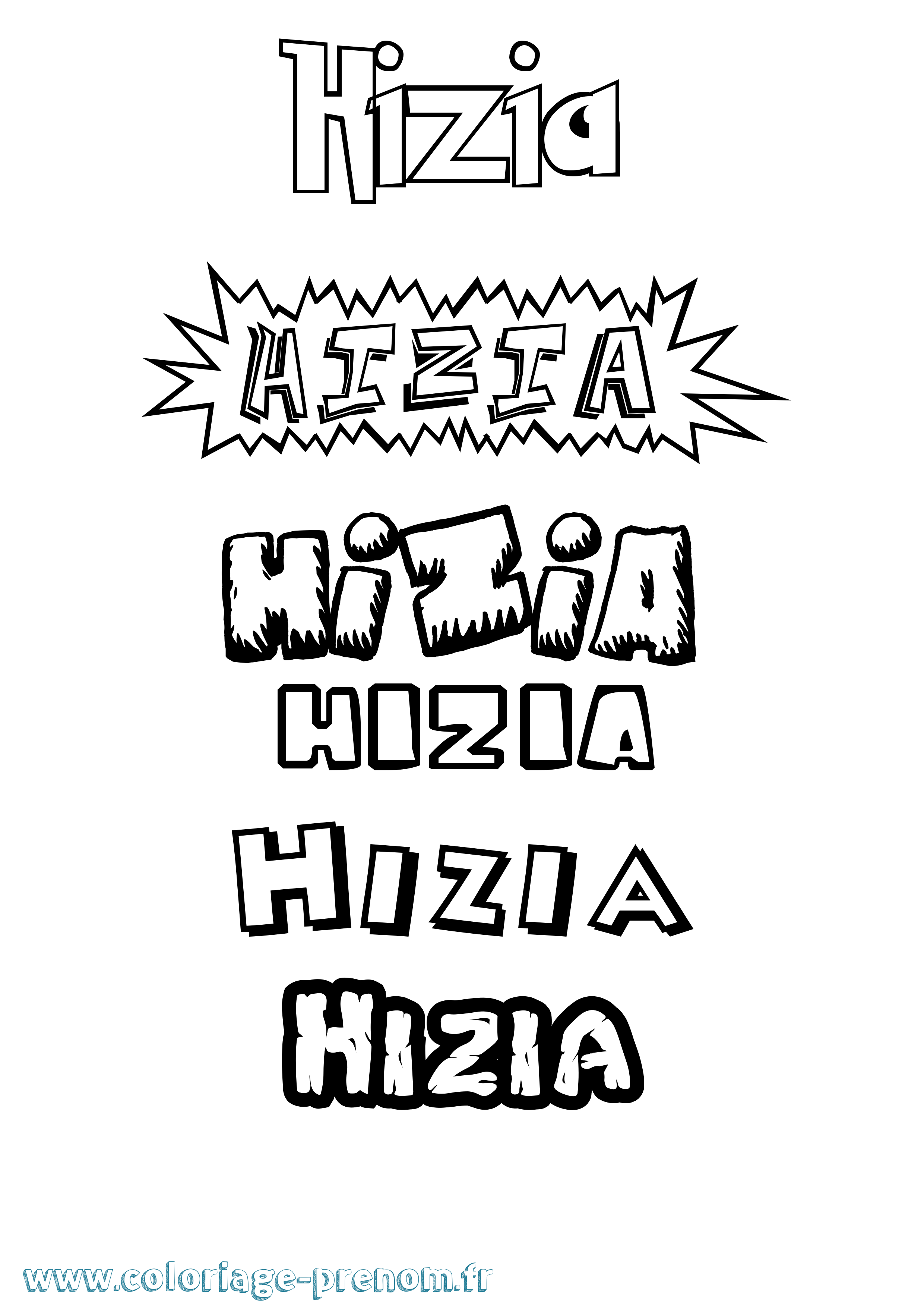 Coloriage Hizia Dessin Animé Coloriage prénom Hizia Dessin Animé
