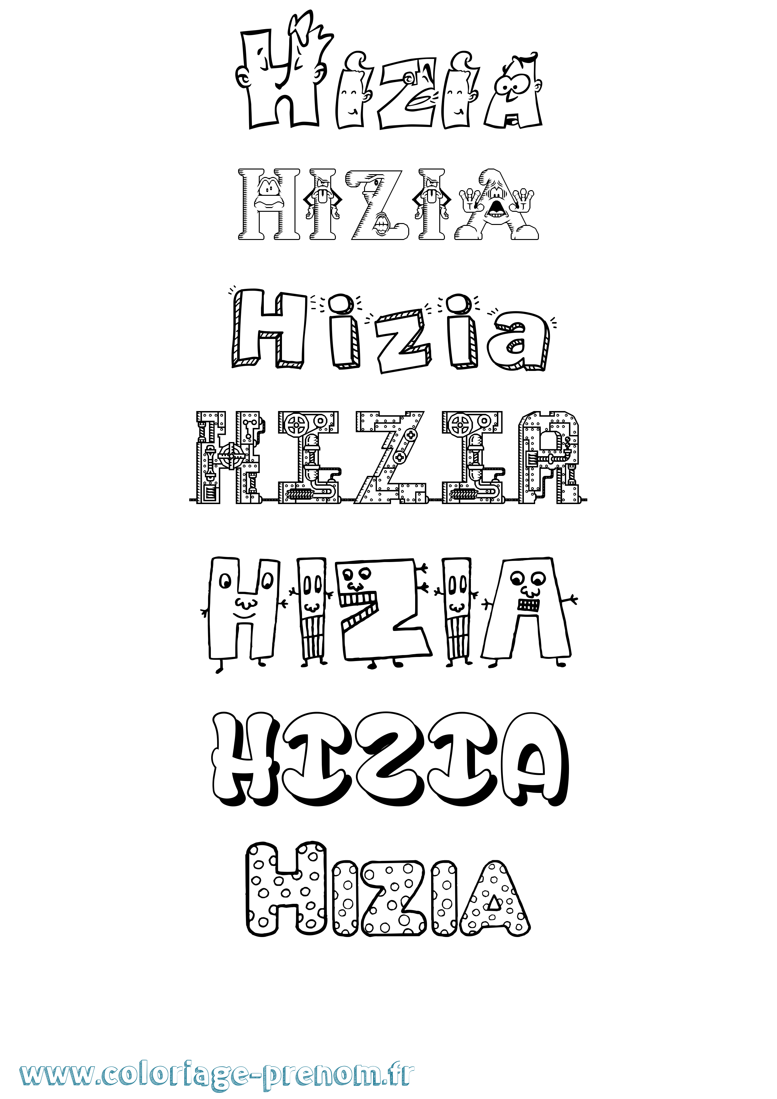 Coloriage Hizia Fun Coloriage prénom Hizia Fun