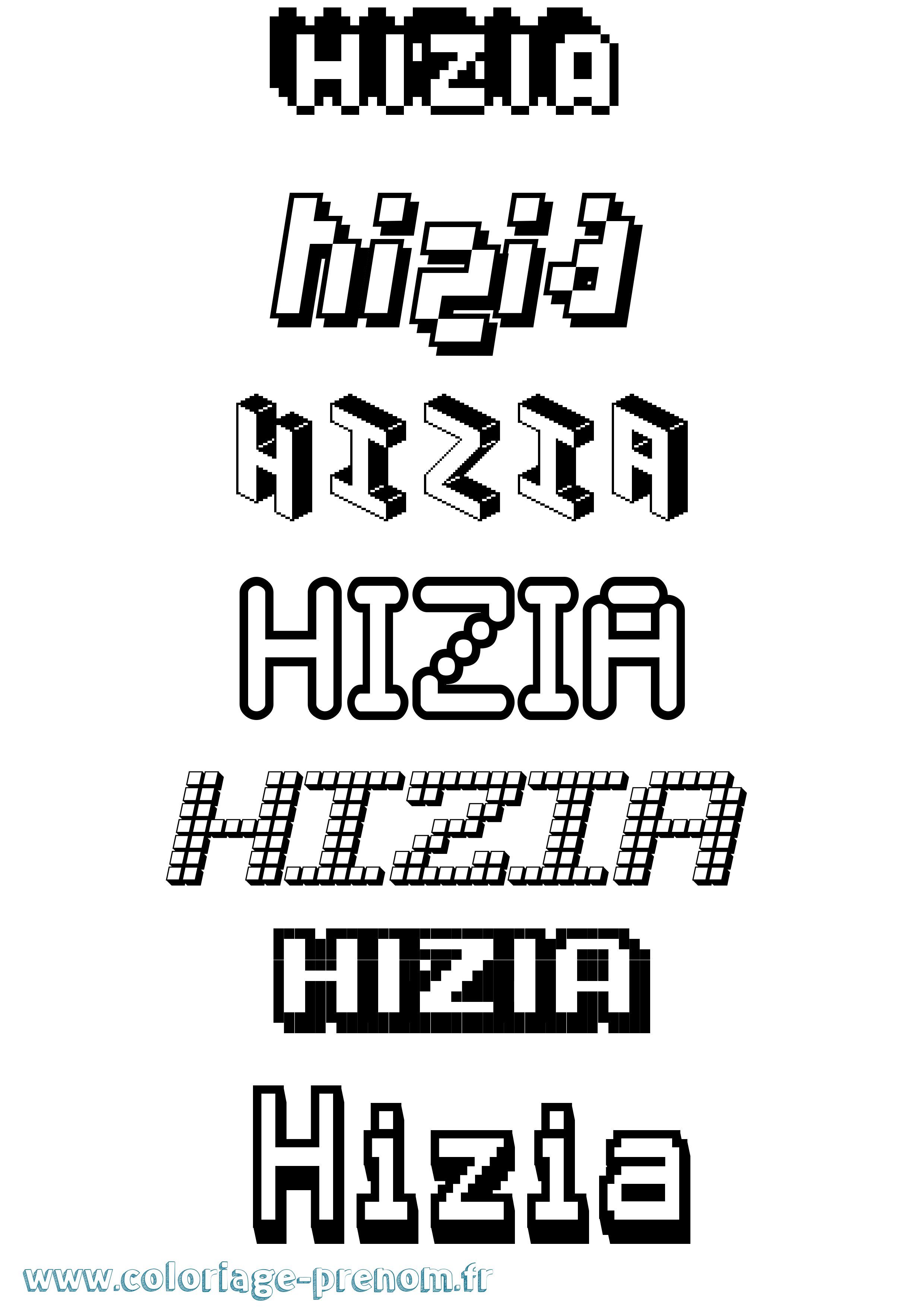 Coloriage Hizia Pixel Coloriage prénom Hizia Pixel