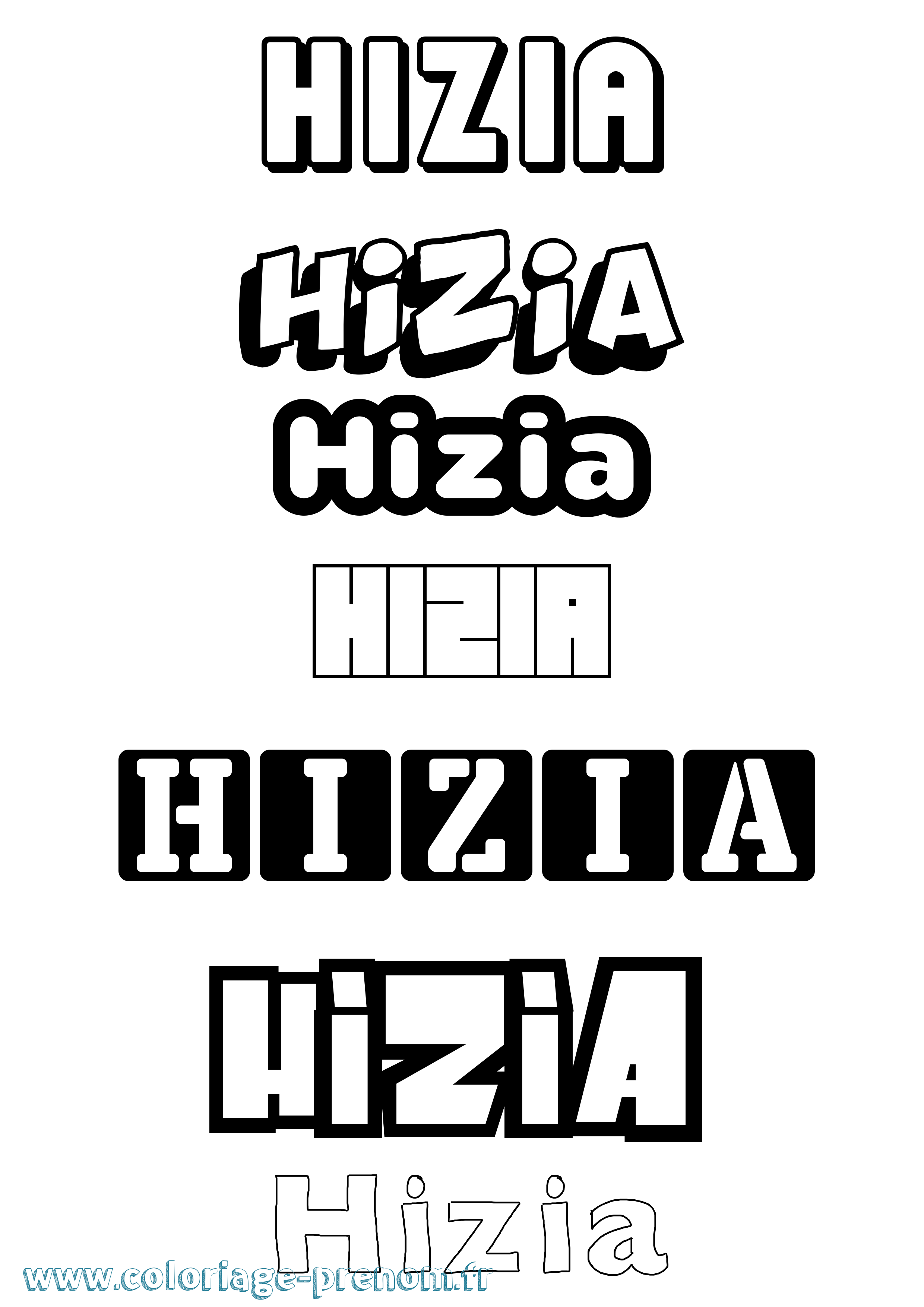 Coloriage Hizia Simple Coloriage prénom Hizia Simple